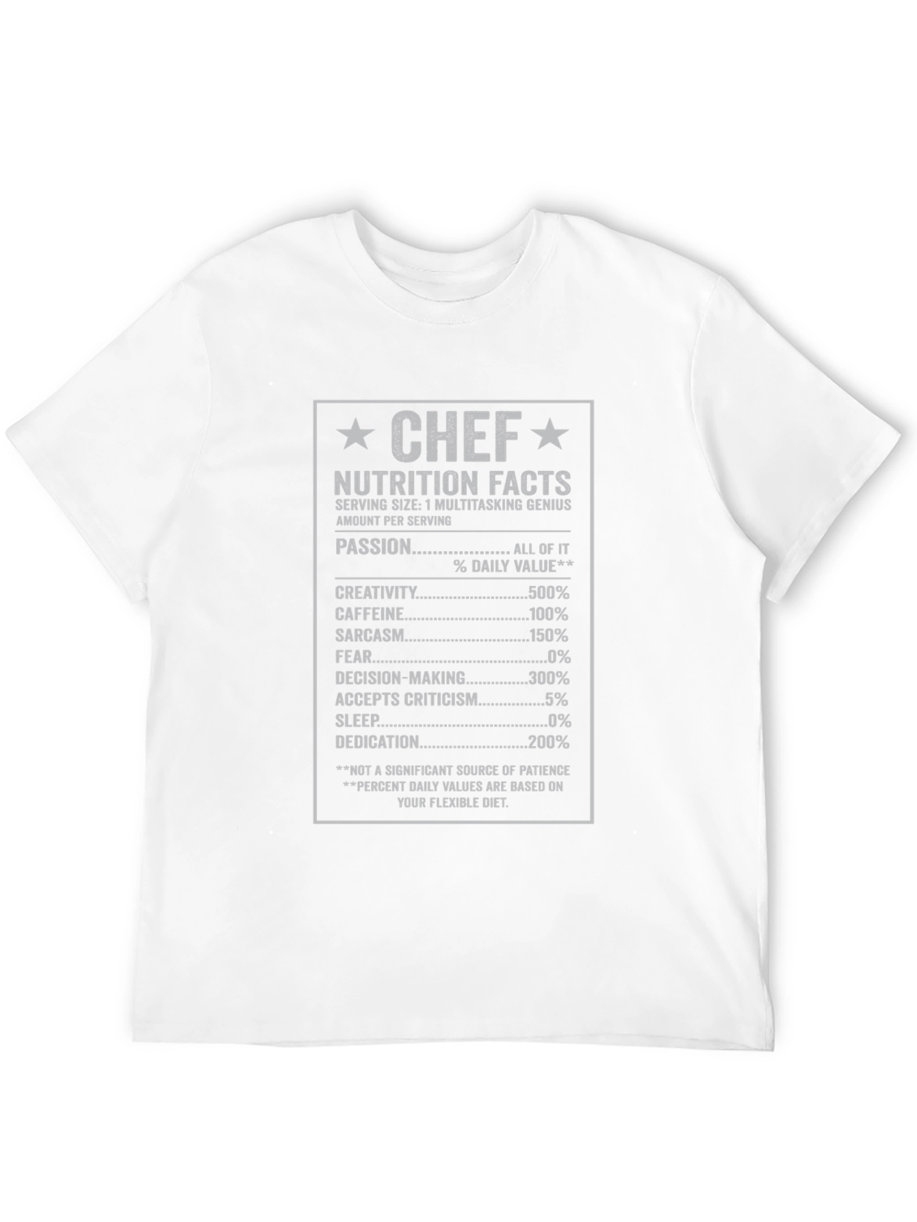 Chef Nutrition Facts Graphic T-Shirt