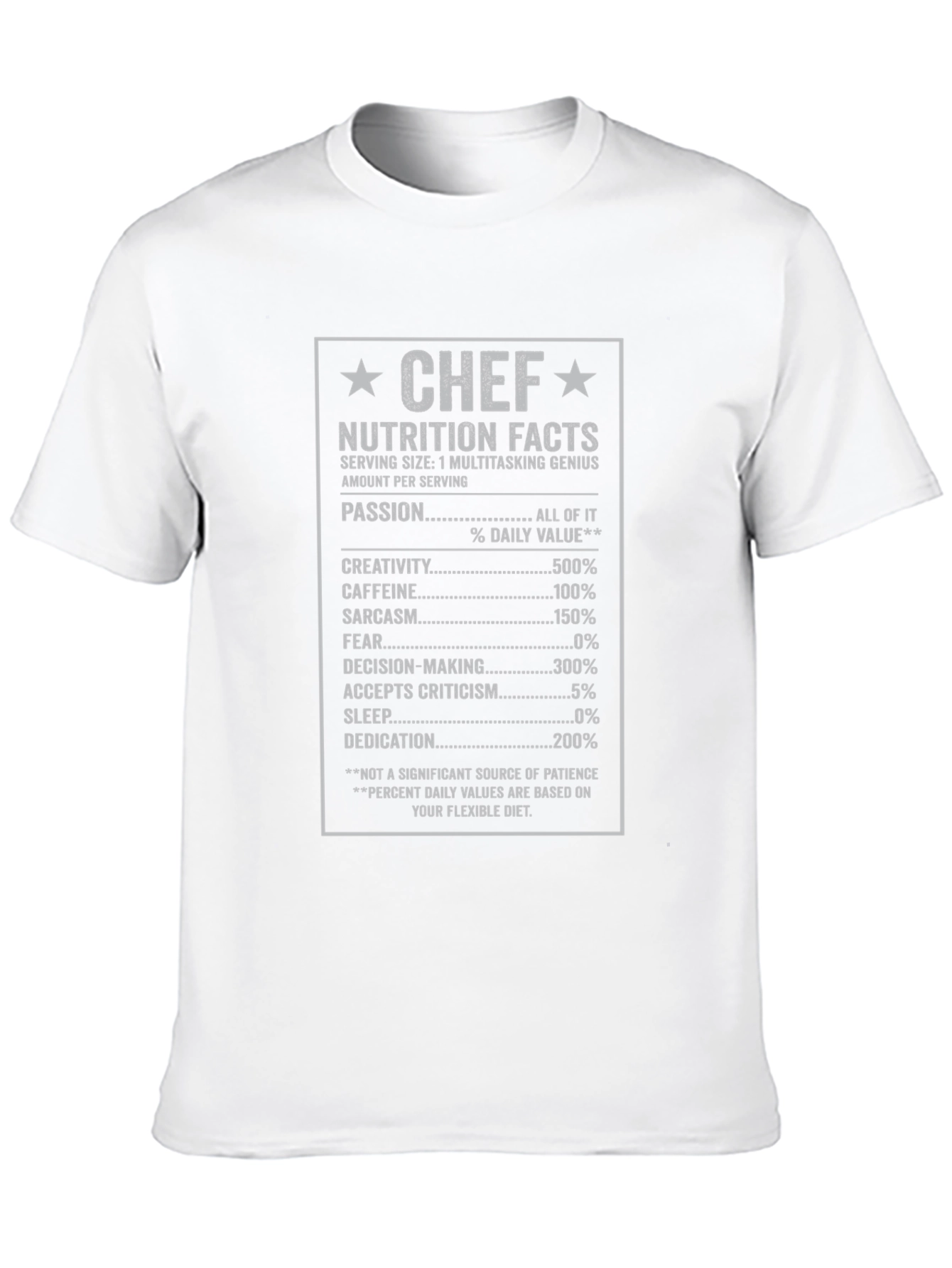 Chef Nutrition Facts Graphic T-Shirt