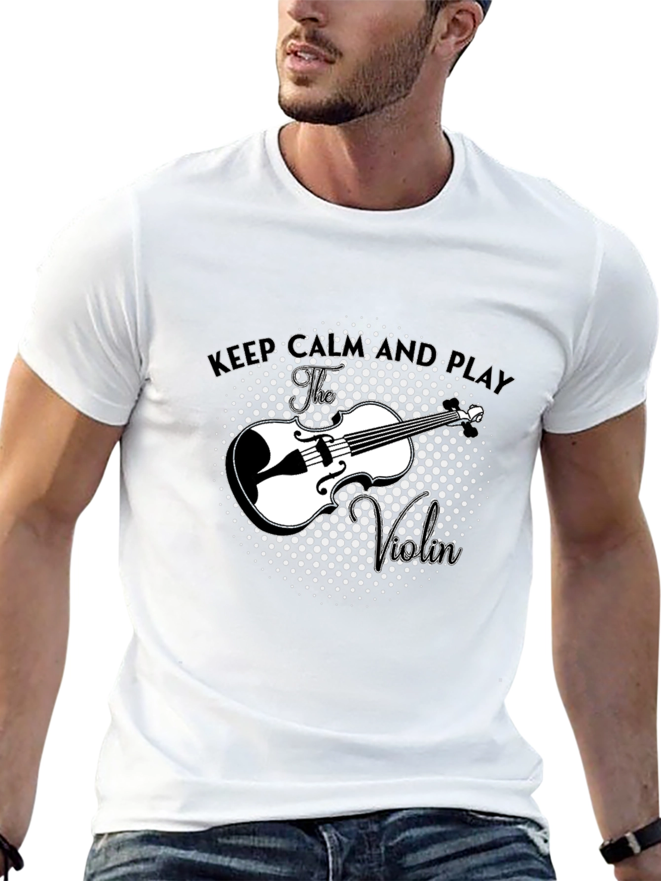Keep Calm and Play Violin Black T-Shirt
