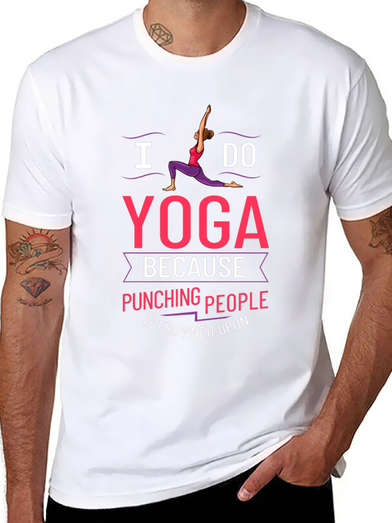 Yoga Humor T-Shirt: Punching People is Frowned Upon!