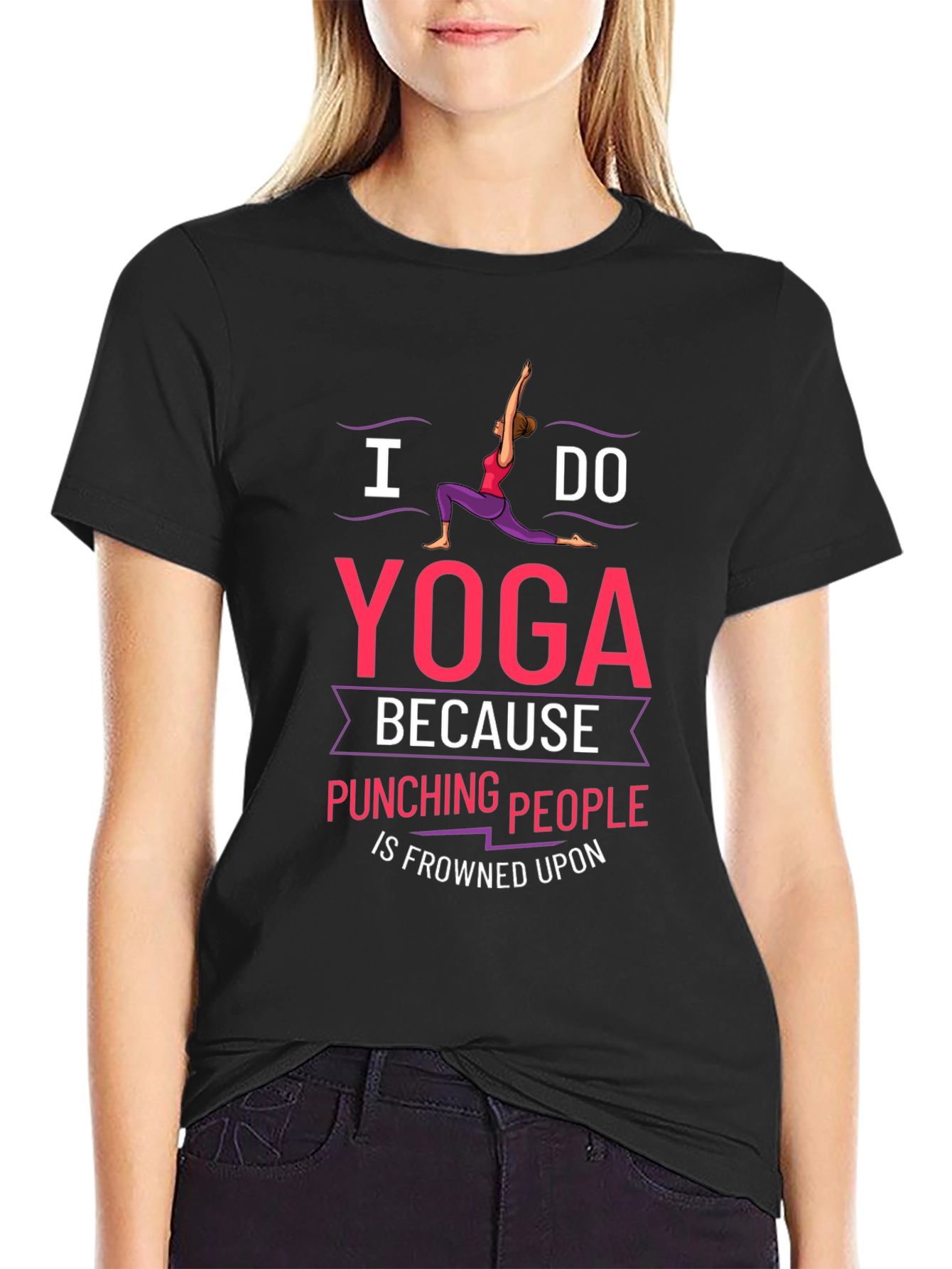 Yoga Humor T-Shirt: Punching People is Frowned Upon!
