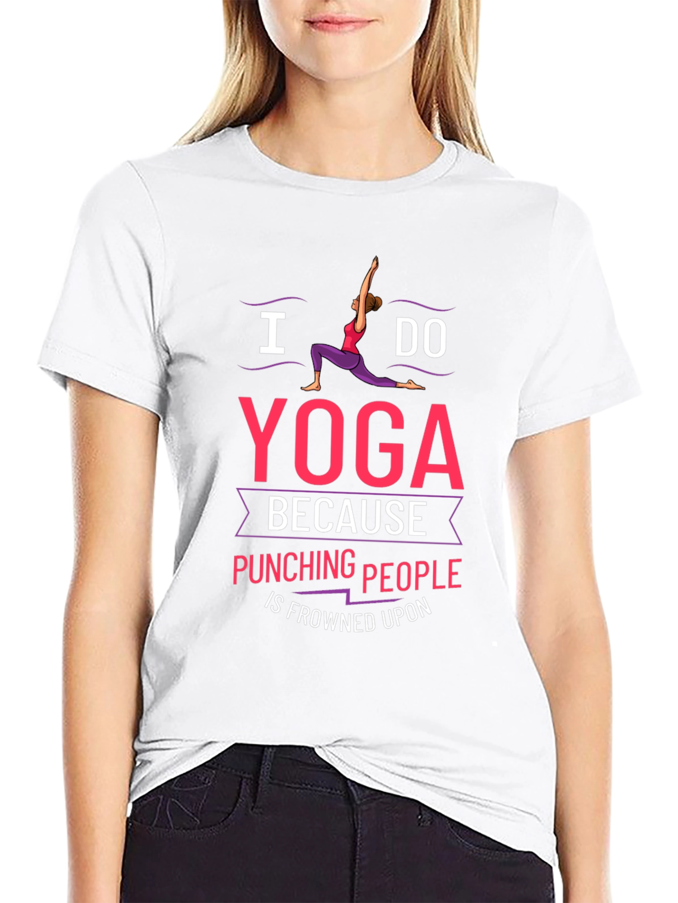 Yoga Humor T-Shirt: Punching People is Frowned Upon!