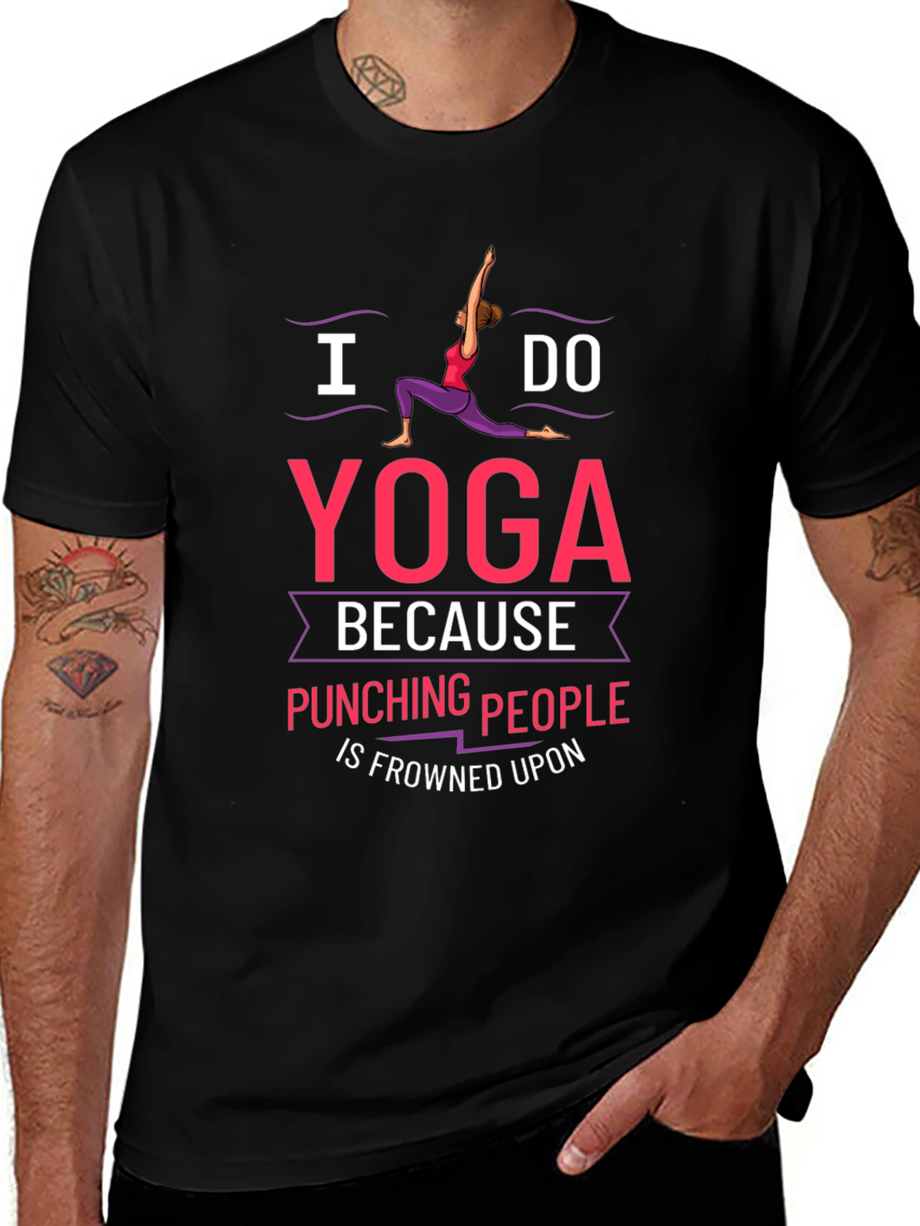 Yoga Humor T-Shirt: Punching People is Frowned Upon!