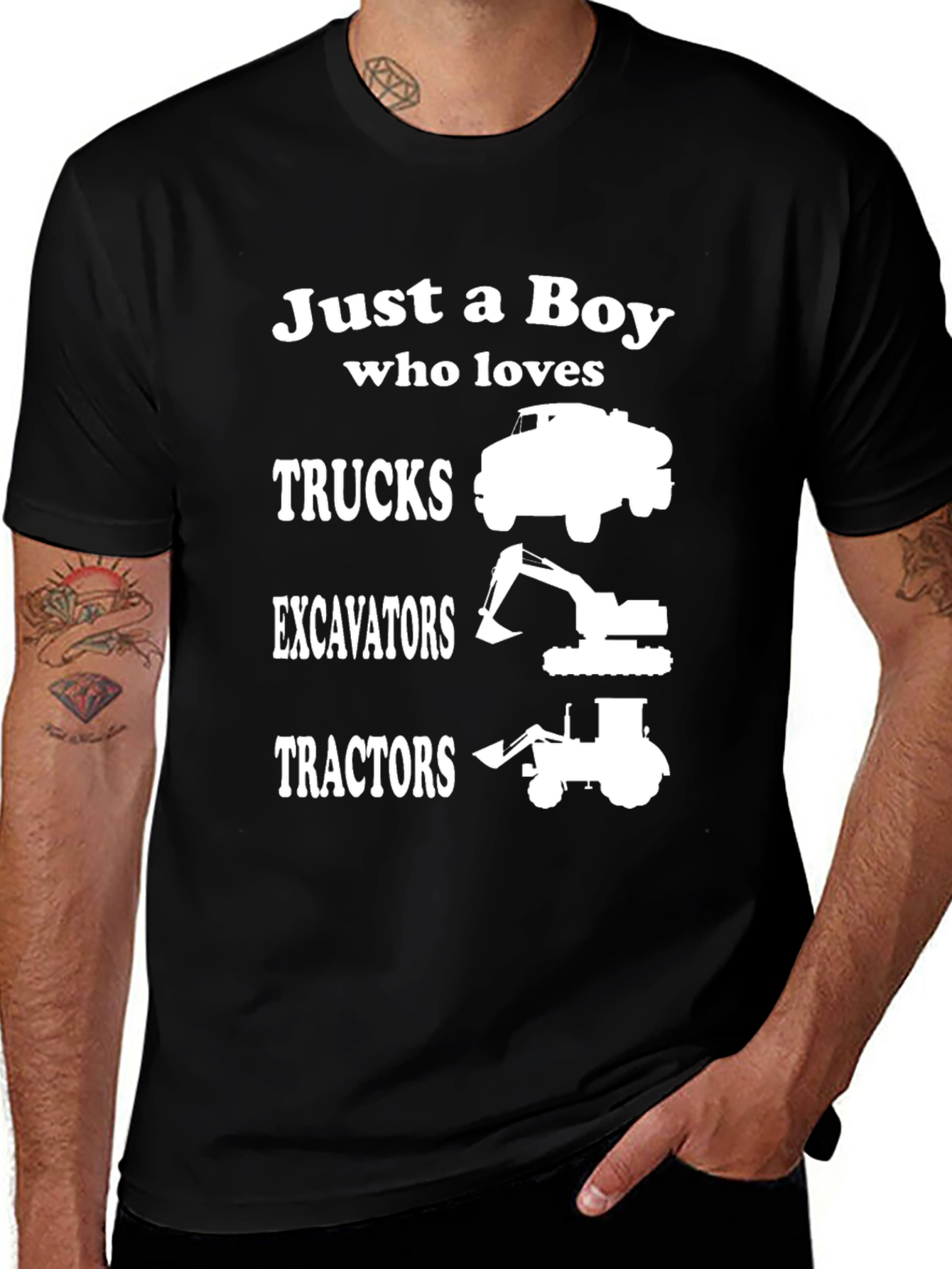 Boy Who Loves Trucks Excavators Tractors T-Shirt