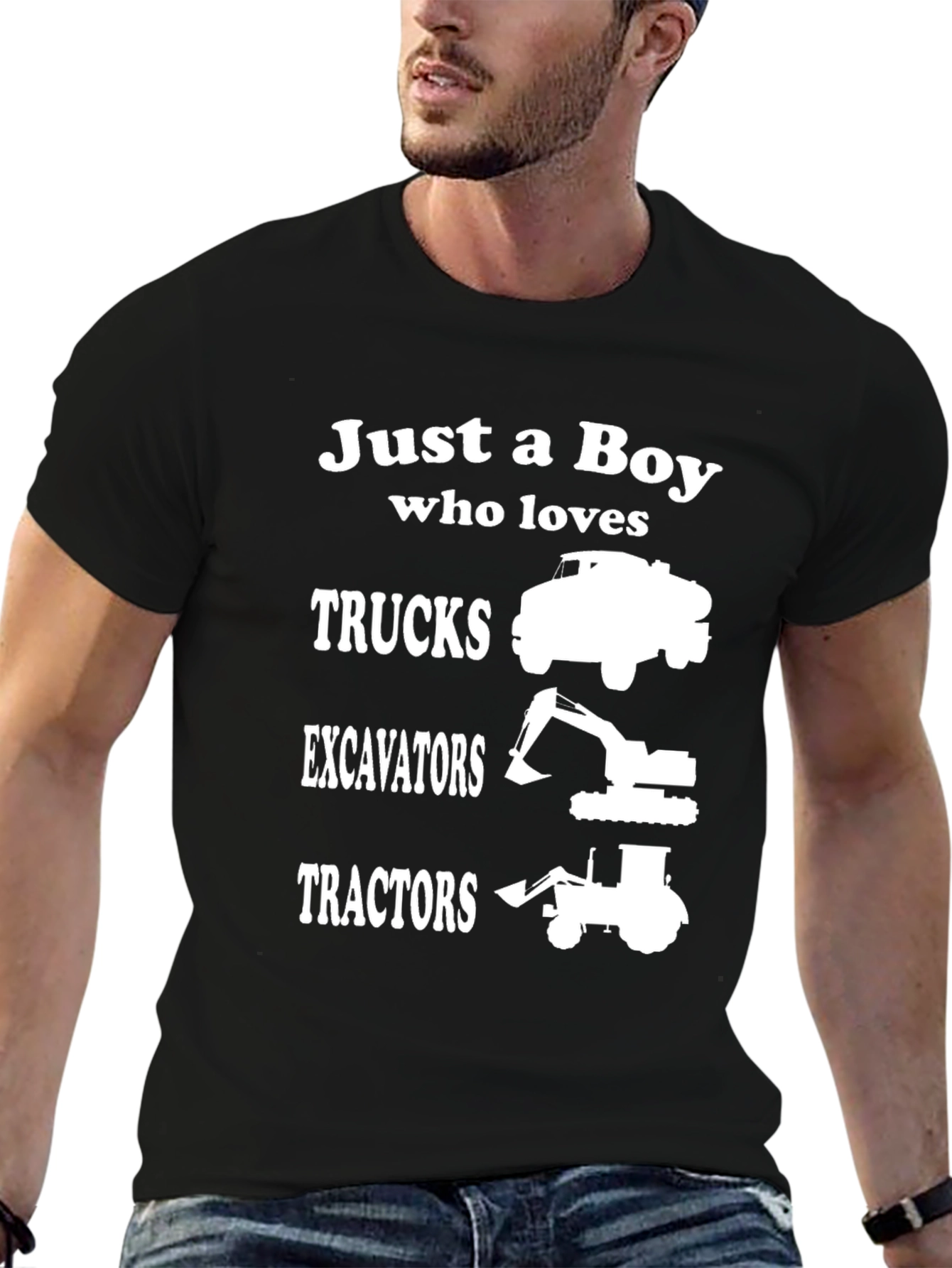 Boy Who Loves Trucks Excavators Tractors T-Shirt