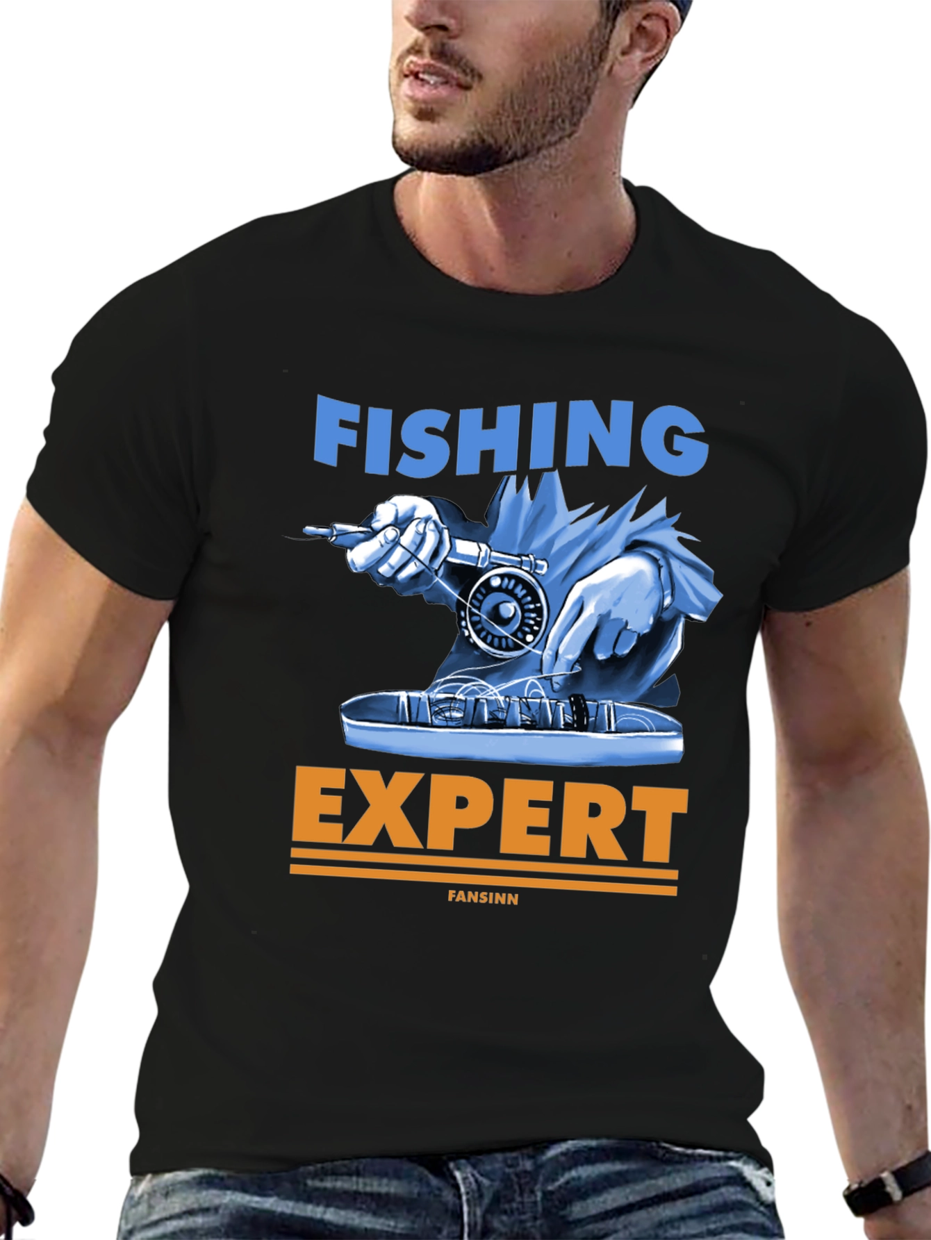 Fishing Expert Graphic Tee - Black Cotton T-Shirt