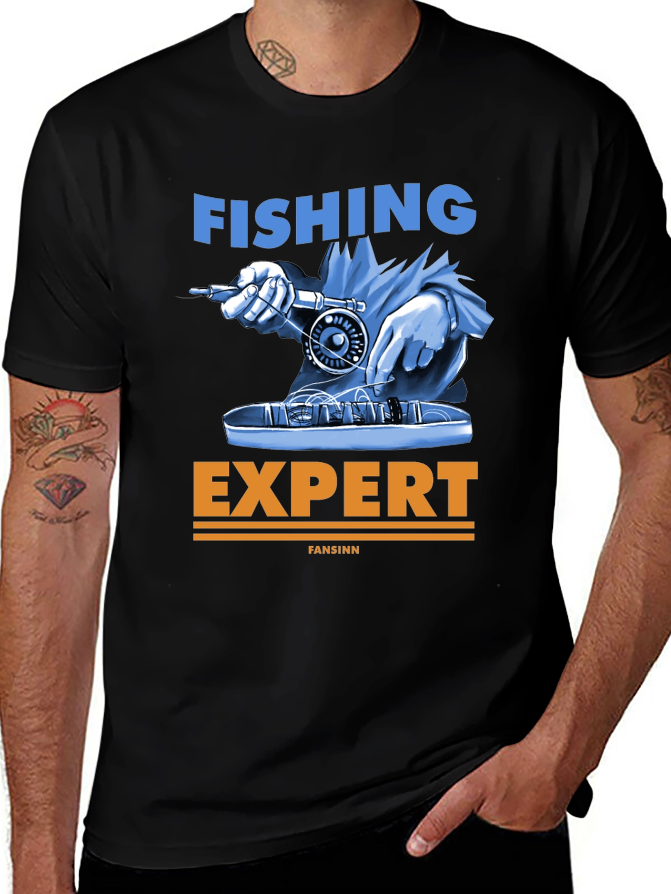 Fishing Expert Graphic Tee - Black Cotton T-Shirt