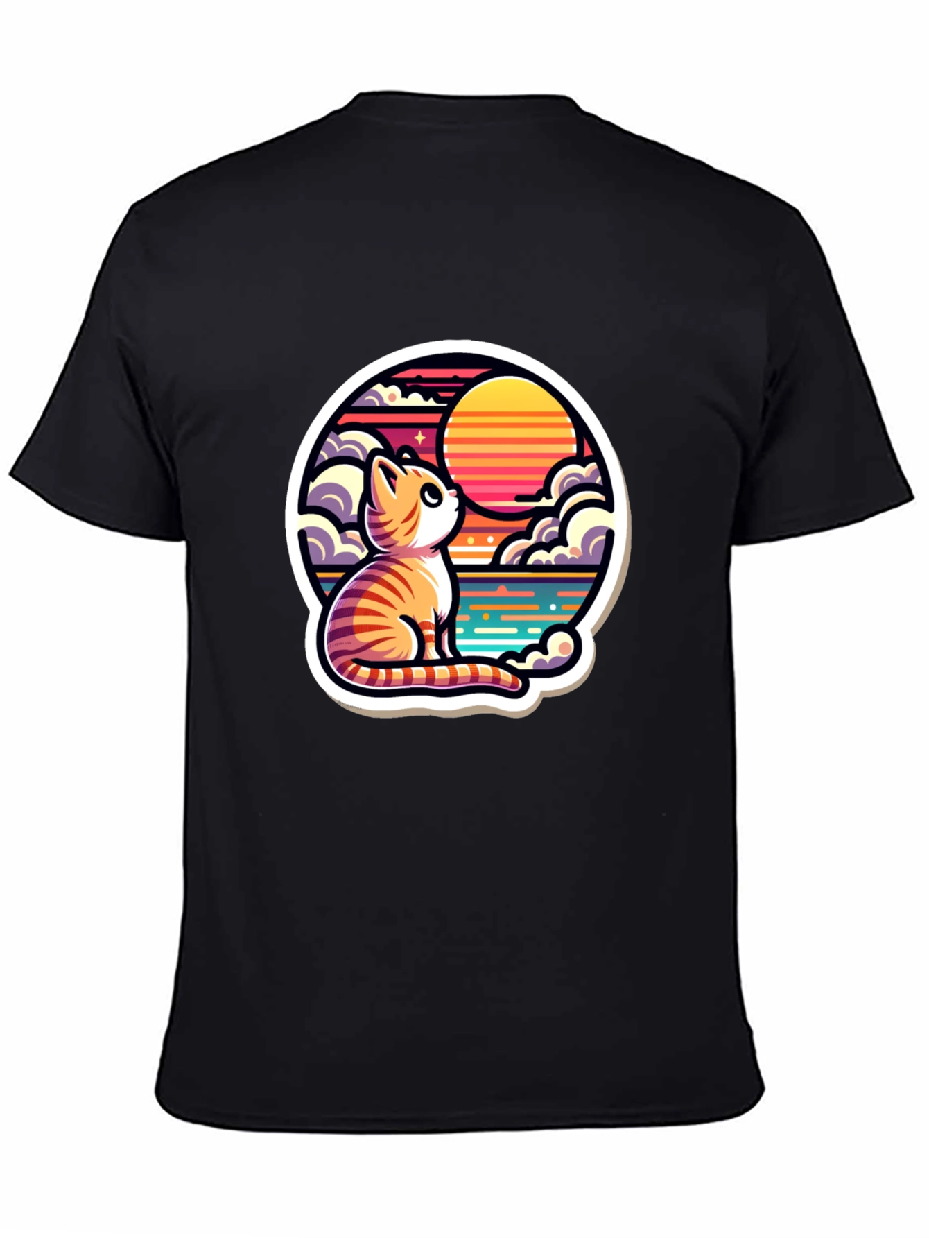 Cat Sunset Graphic Tee - Unique Design