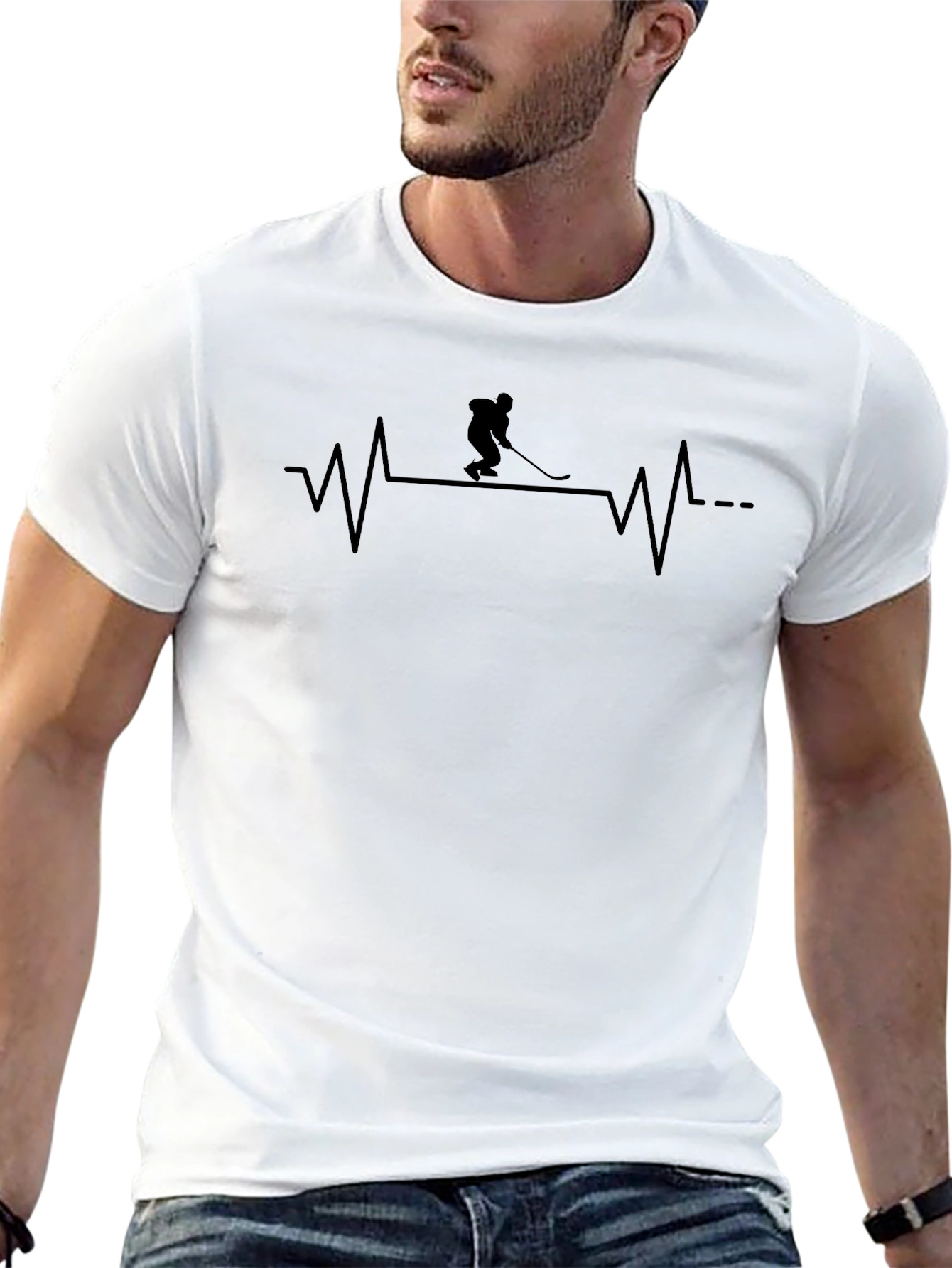 Hockey Heartbeat T-Shirt - Black