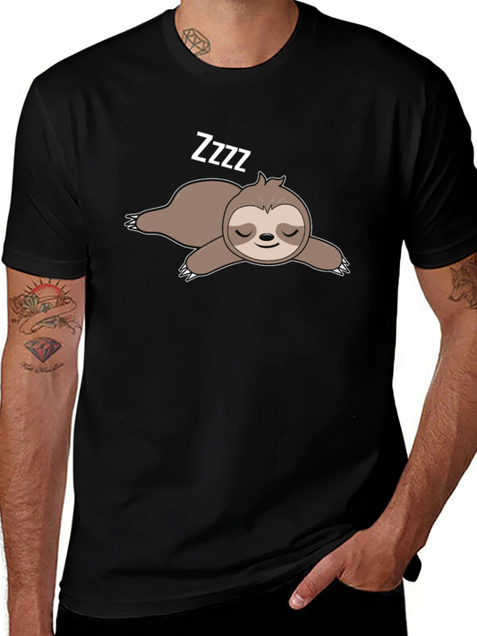 Sleeping Sloth Graphic T-Shirt - Black