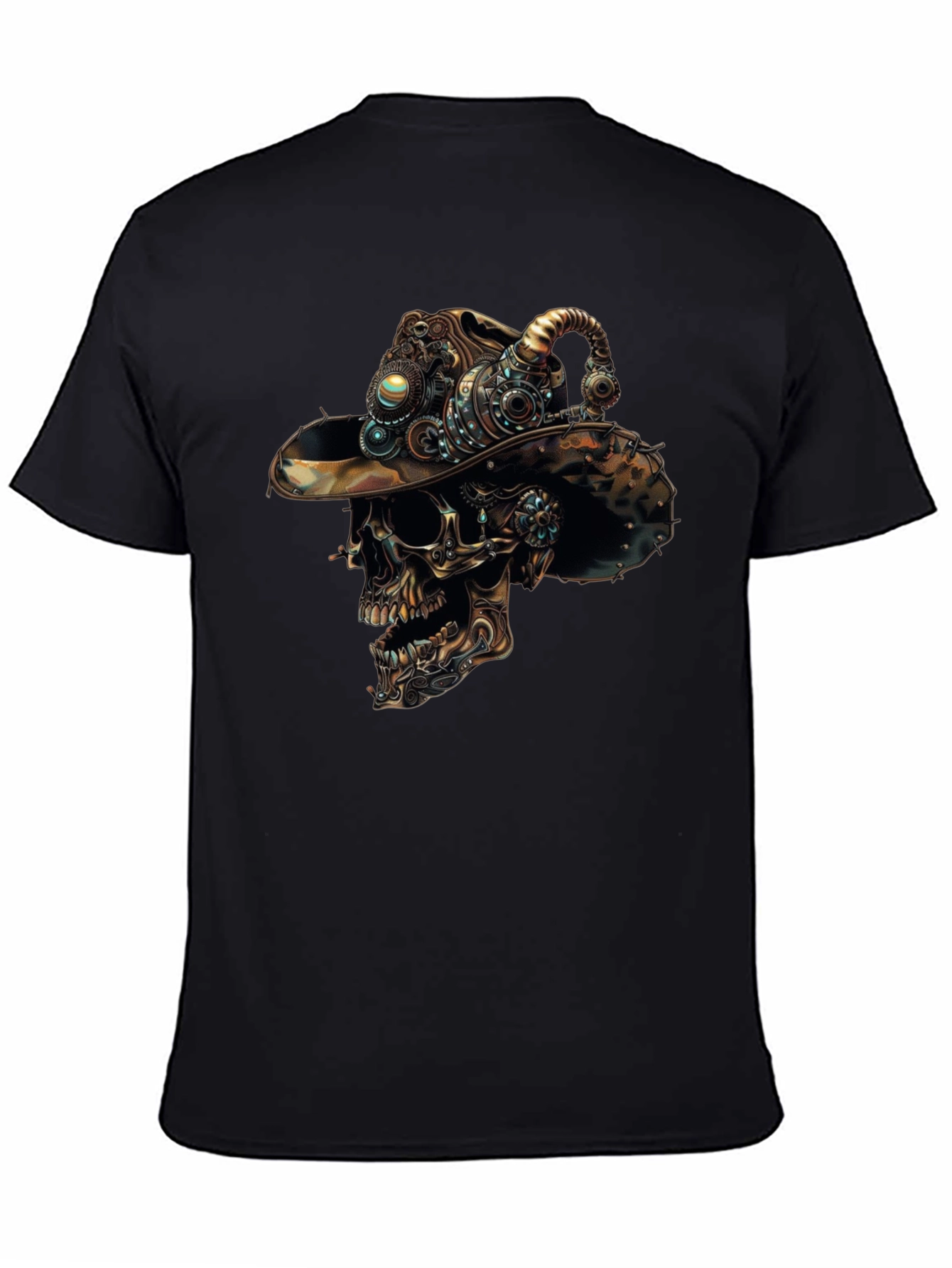 Steampunk Skull Graphic Tee - Mens Black T-Shirt