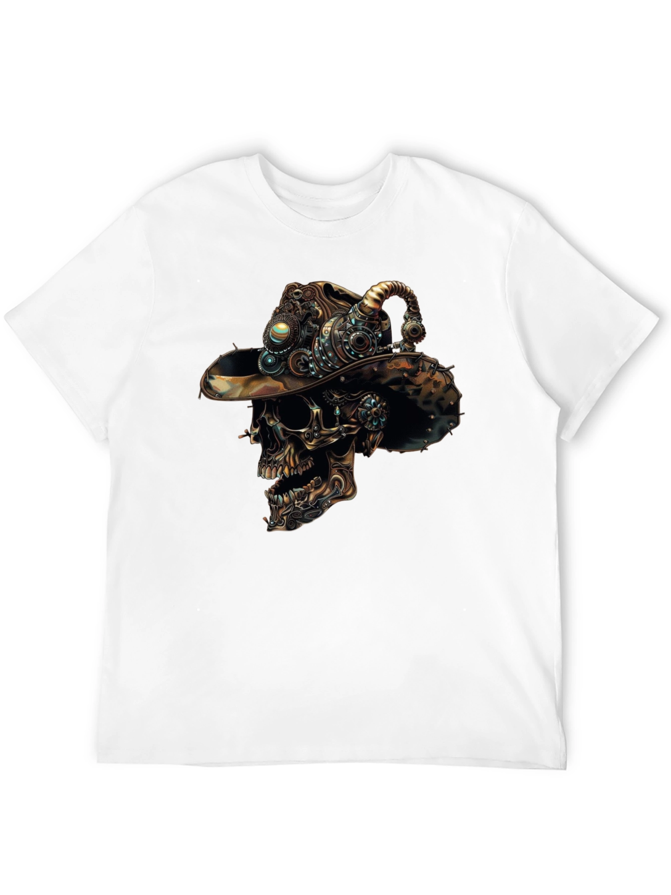 Steampunk Skull Graphic Tee - Mens Black T-Shirt