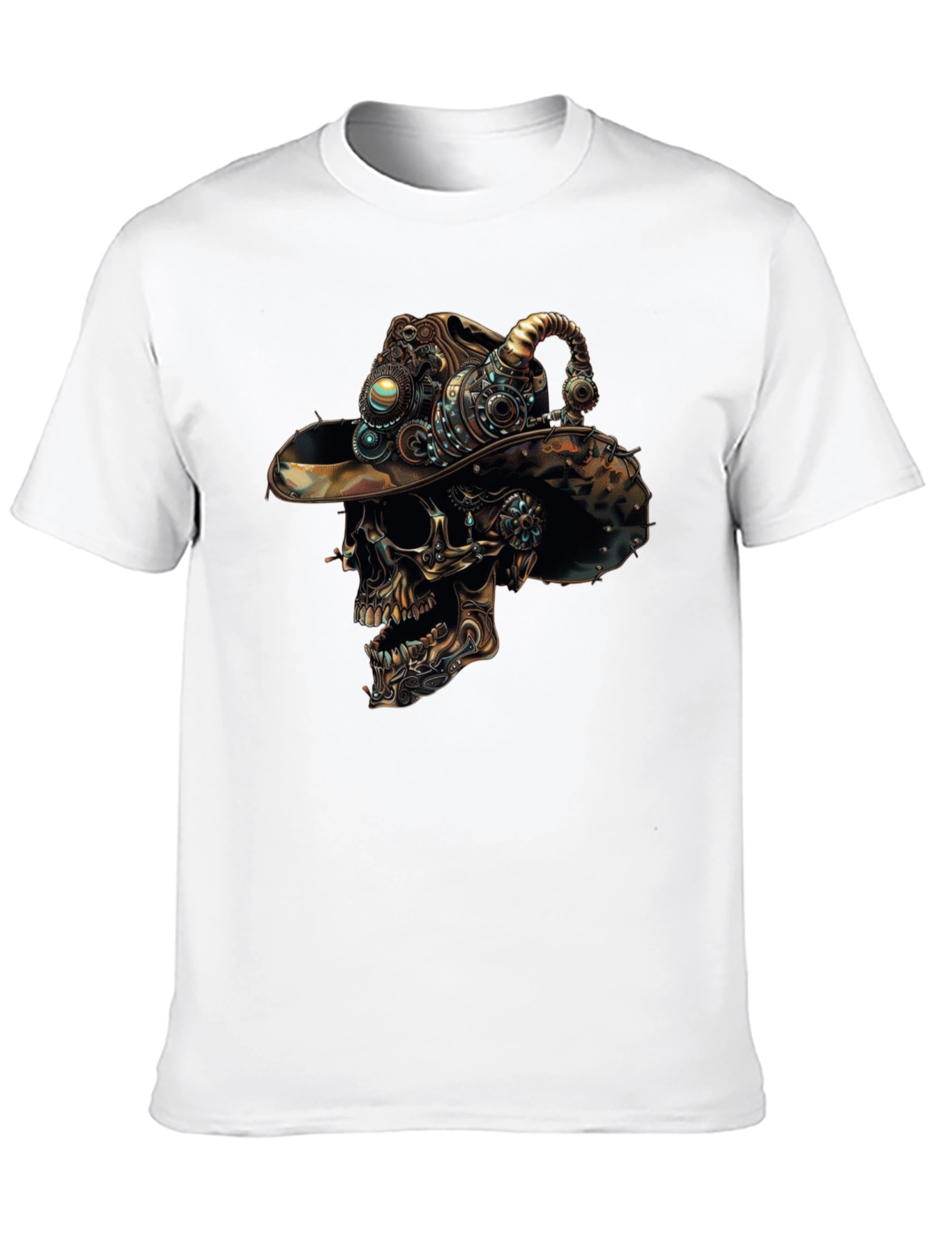 Steampunk Skull Graphic Tee - Mens Black T-Shirt
