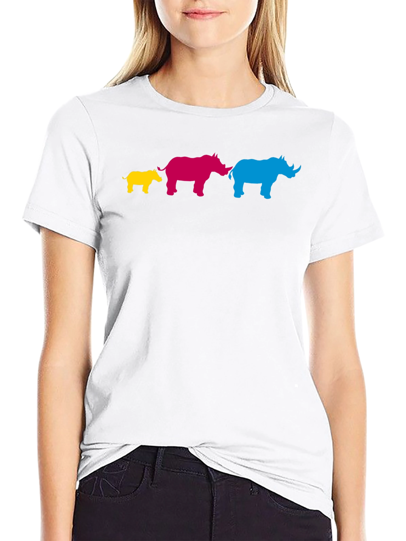 Colorful Rhino Family T-Shirt