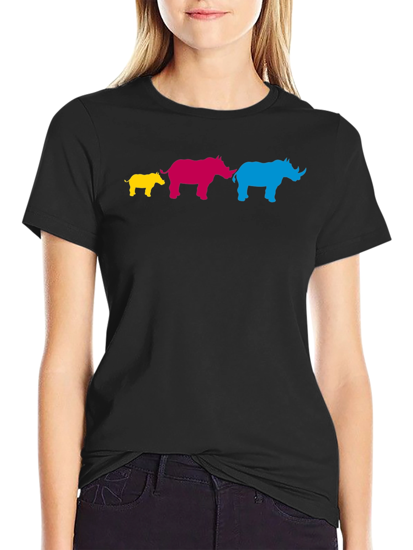 Colorful Rhino Family T-Shirt