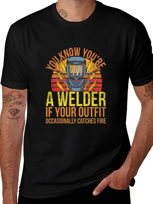 Welder Outfit Fire T-Shirt - Funny Welding Tee
