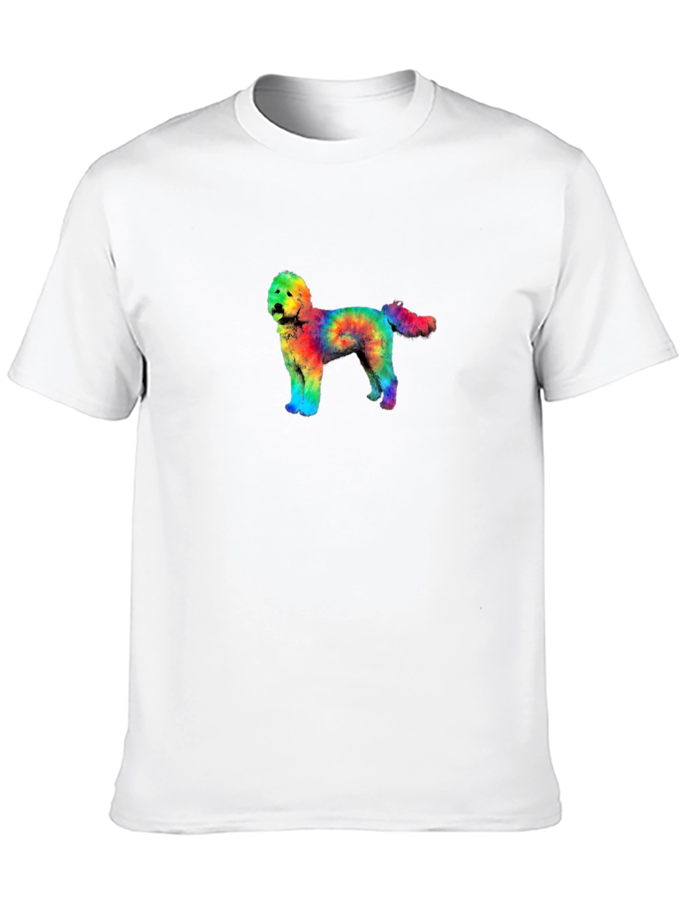 Tie-Dye Doodle Dog Graphic Black T-Shirt