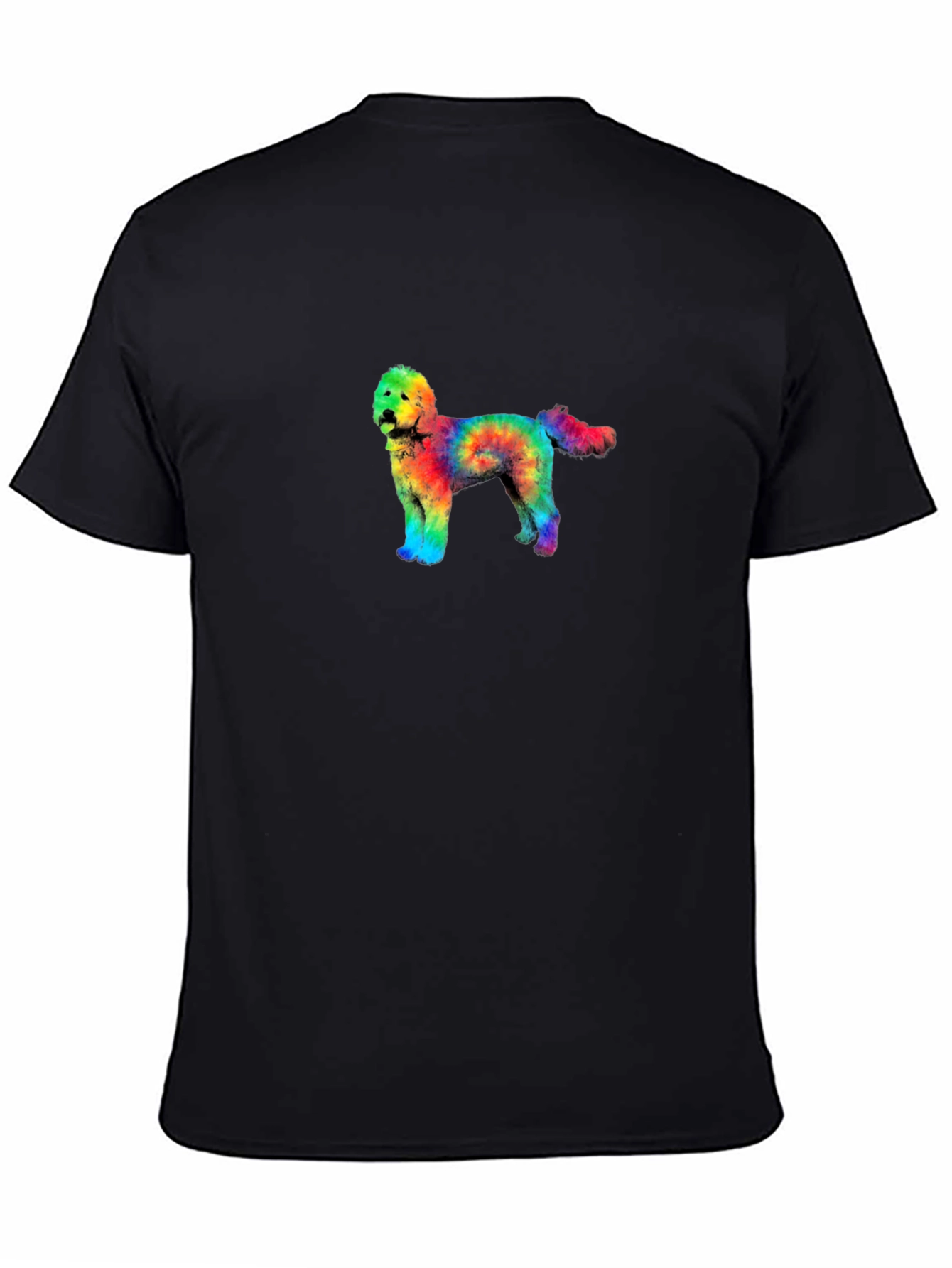 Tie-Dye Doodle Dog Graphic Black T-Shirt
