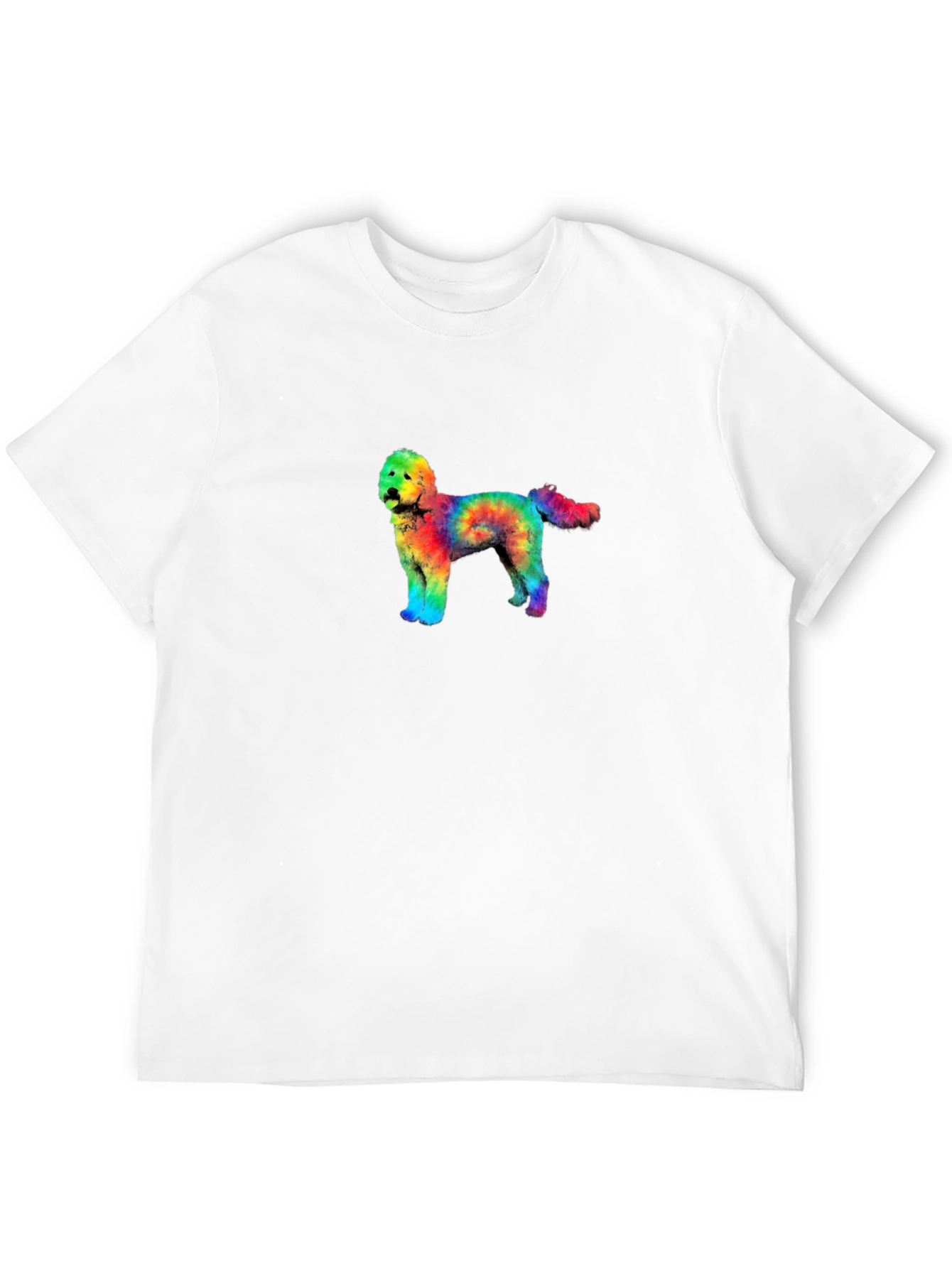 Tie-Dye Doodle Dog Graphic Black T-Shirt