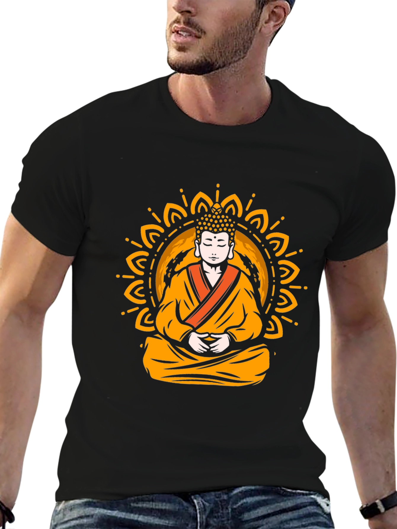 Buddha Mandala Graphic Tee - Black