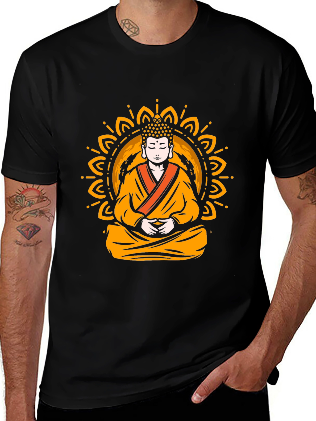 Buddha Mandala Graphic Tee - Black