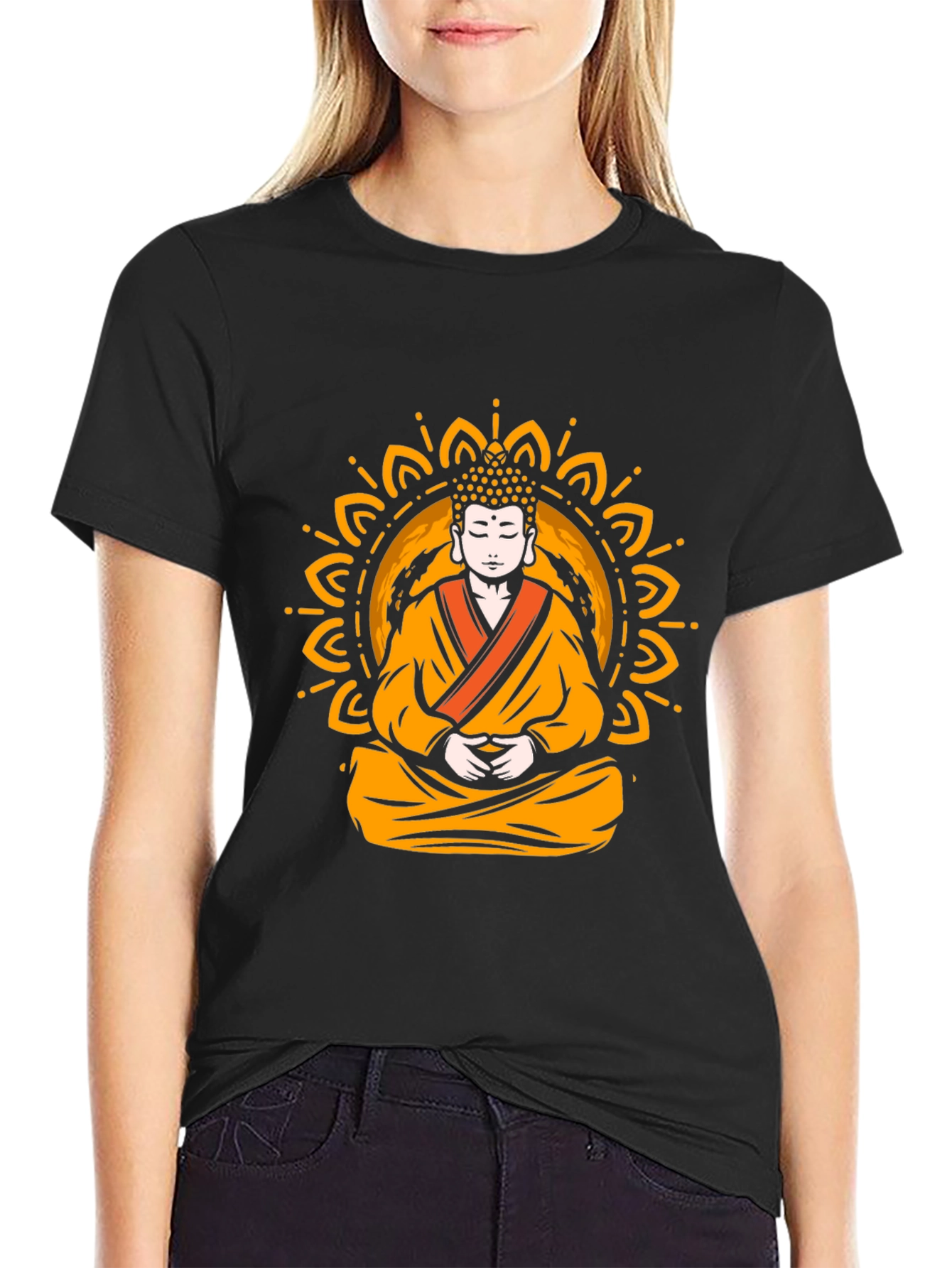Buddha Mandala Graphic Tee - Black