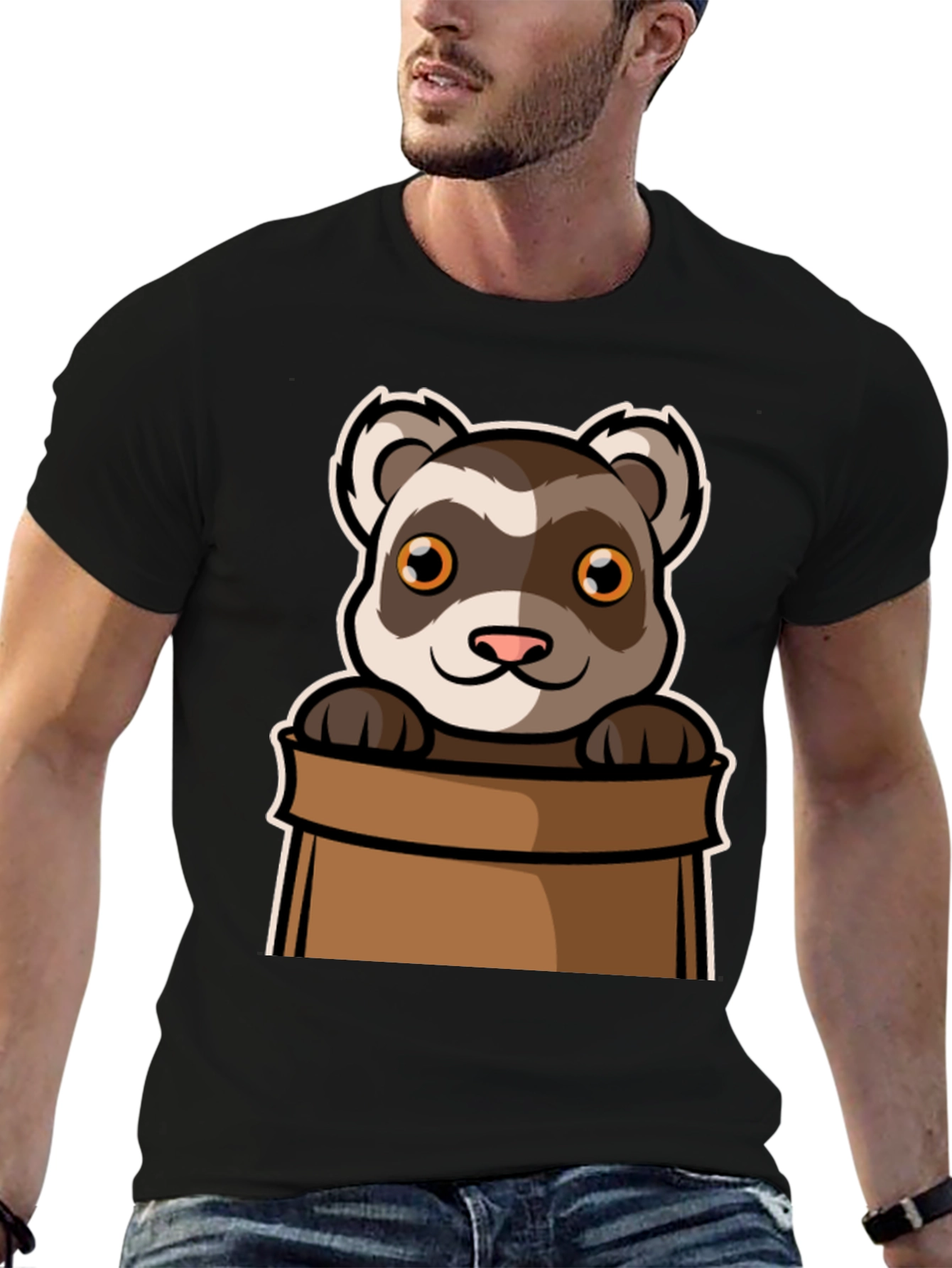 Cute Ferret in Bag Graphic Tee