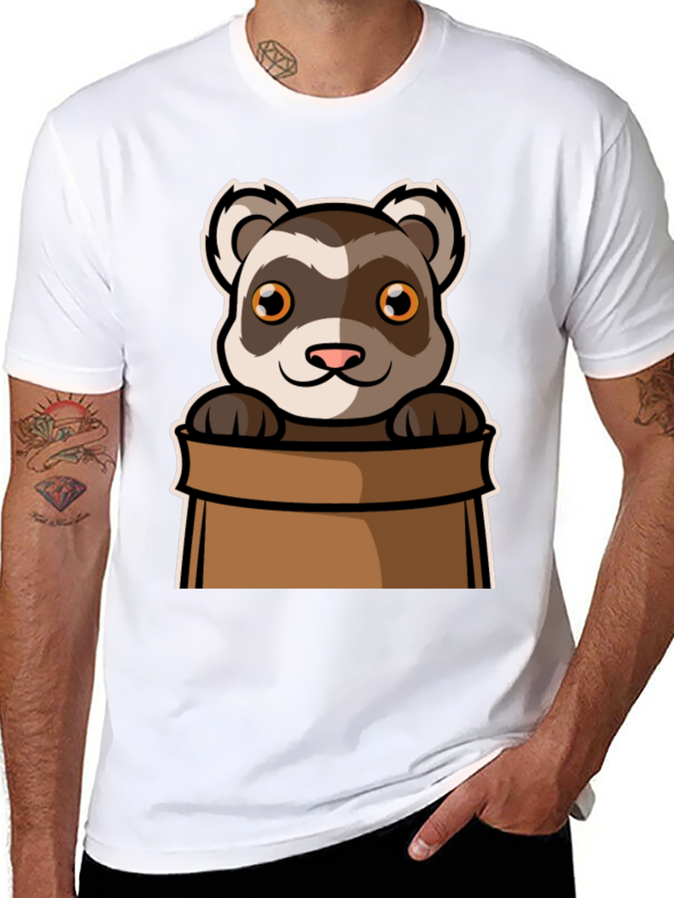 Cute Ferret in Bag Graphic Tee