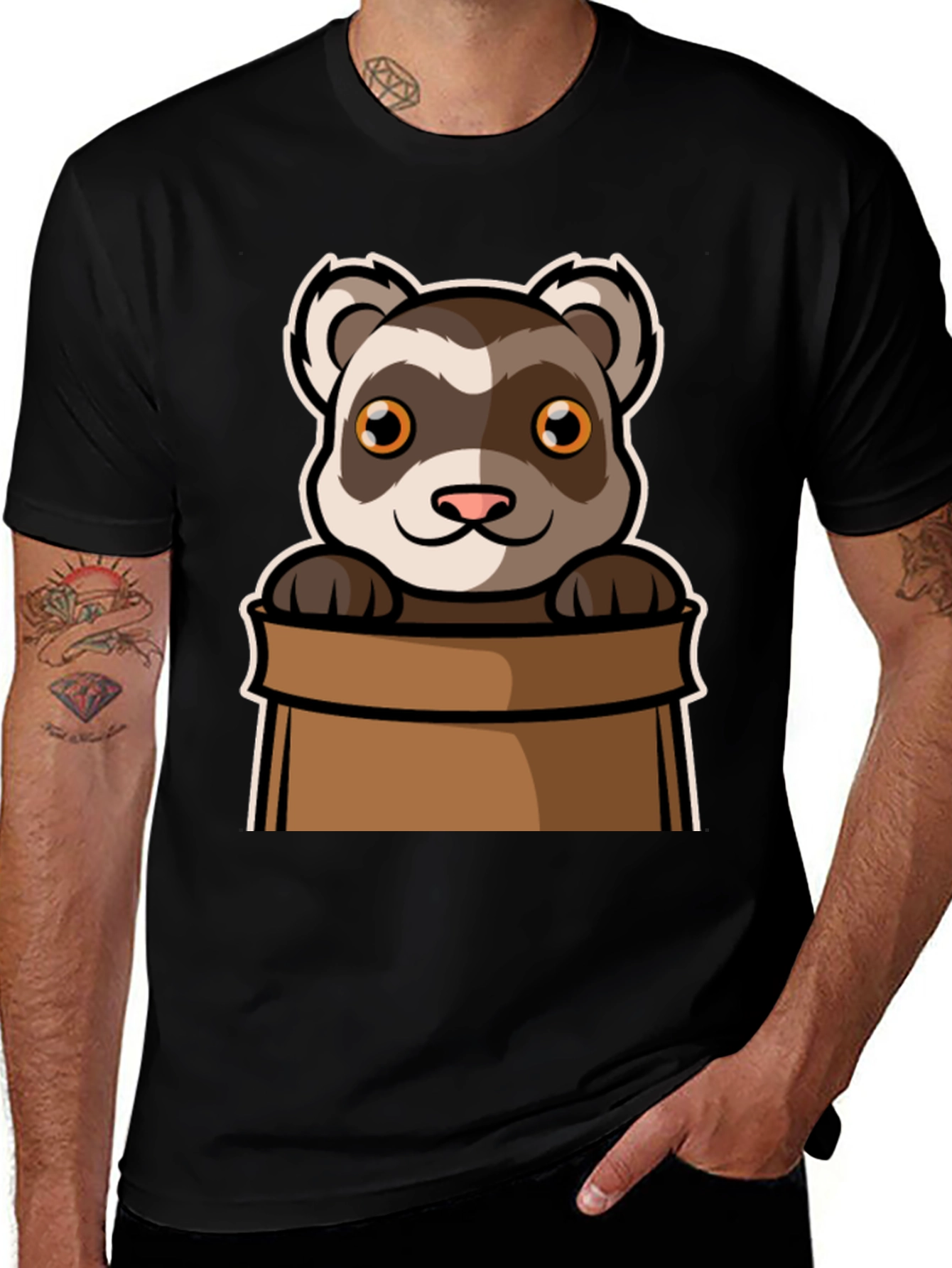 Cute Ferret in Bag Graphic Tee