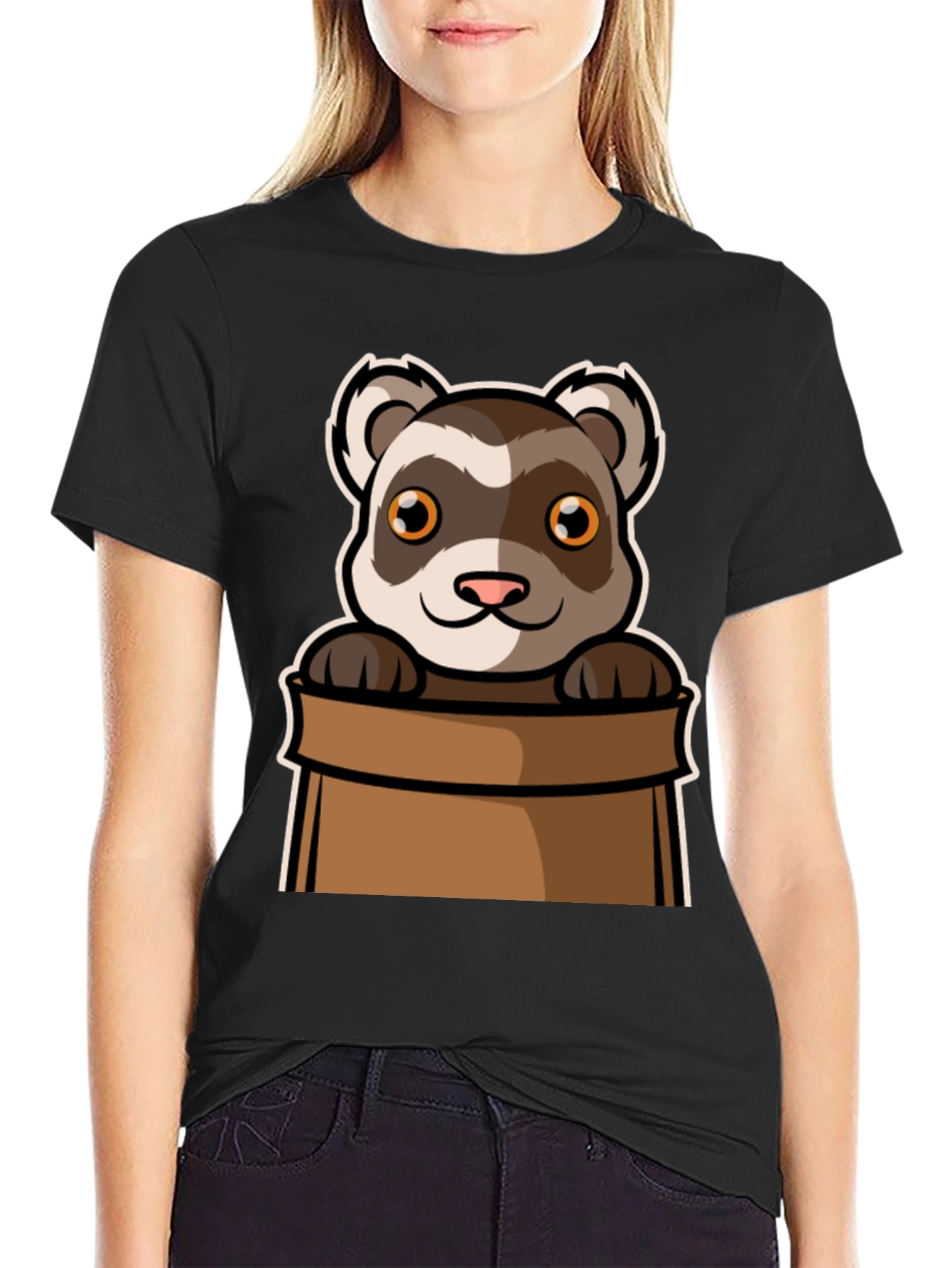 Cute Ferret in Bag Graphic Tee