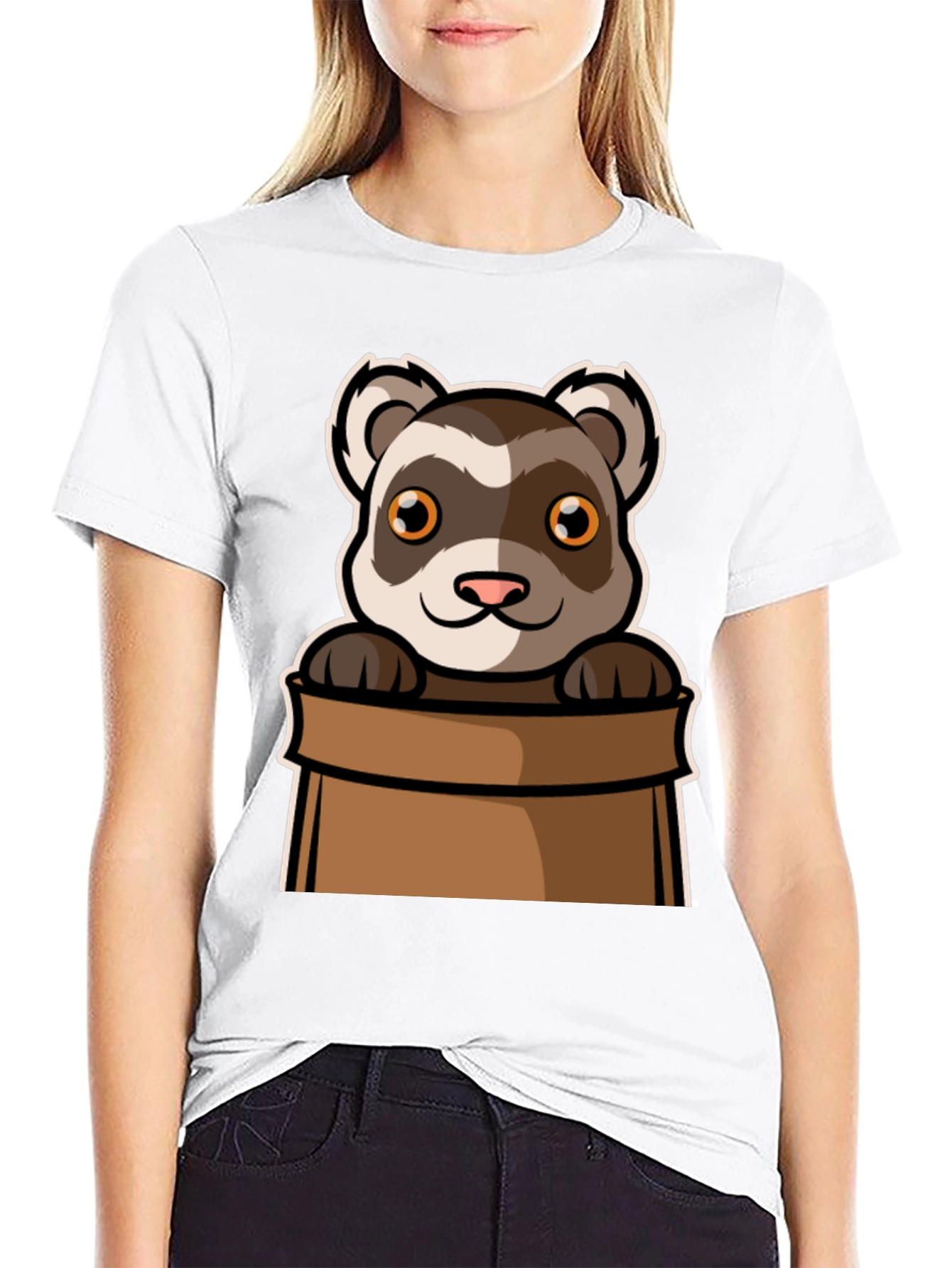 Cute Ferret in Bag Graphic Tee
