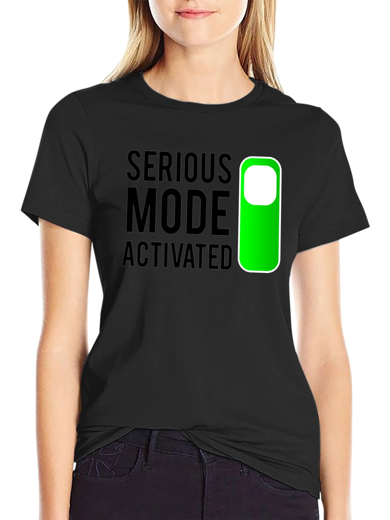 Serious Mode Activated T-Shirt - Black Novelty Tee