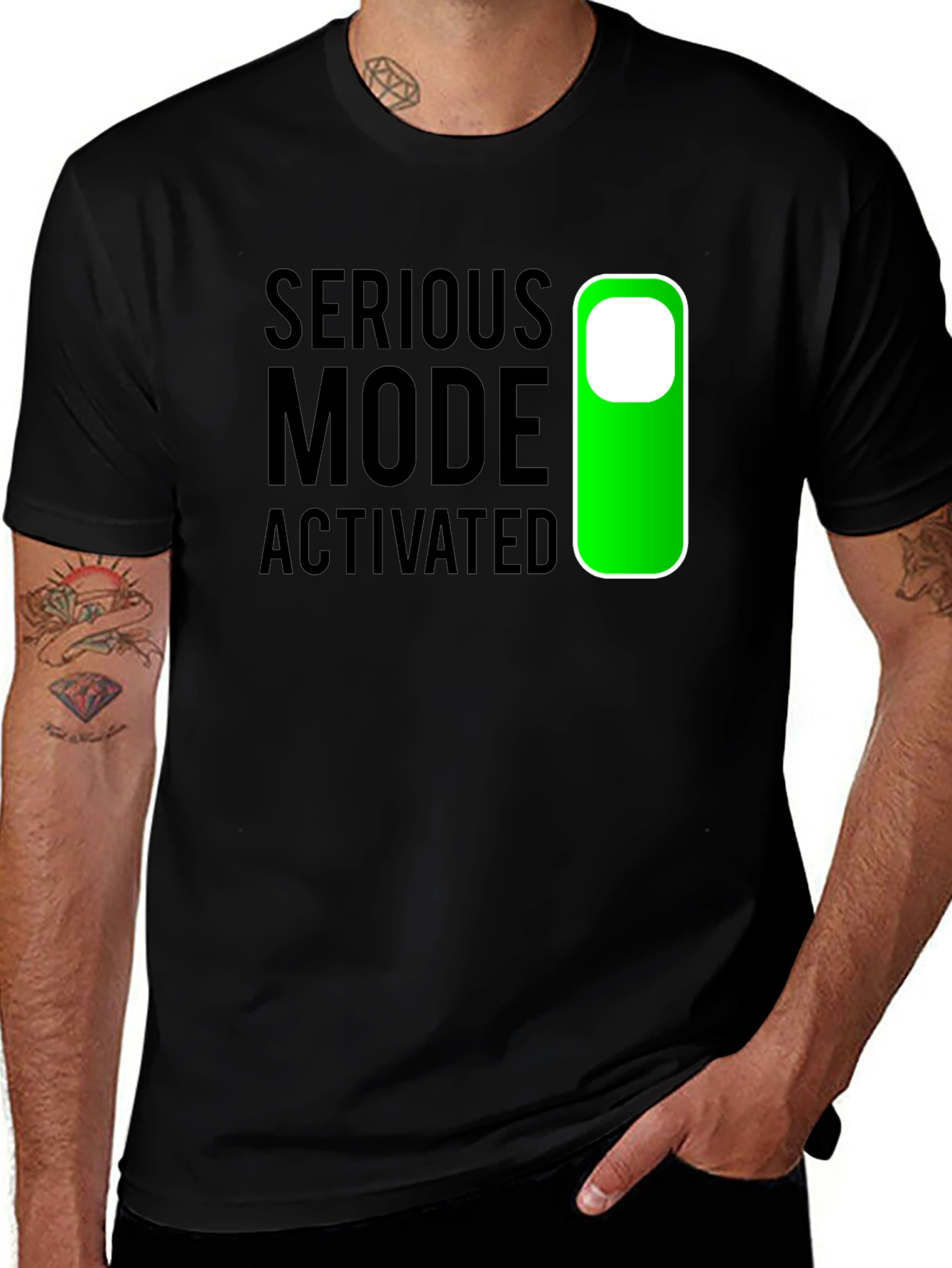Serious Mode Activated T-Shirt - Black Novelty Tee