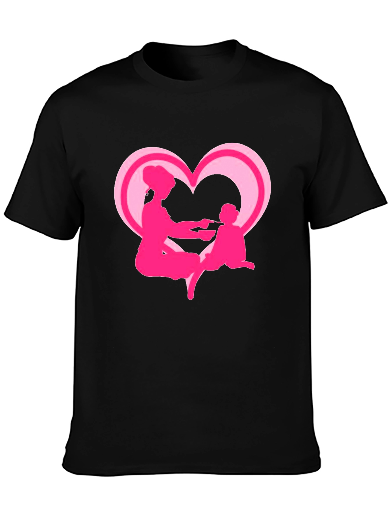 Mom and Baby Pink Heart Graphic Tee