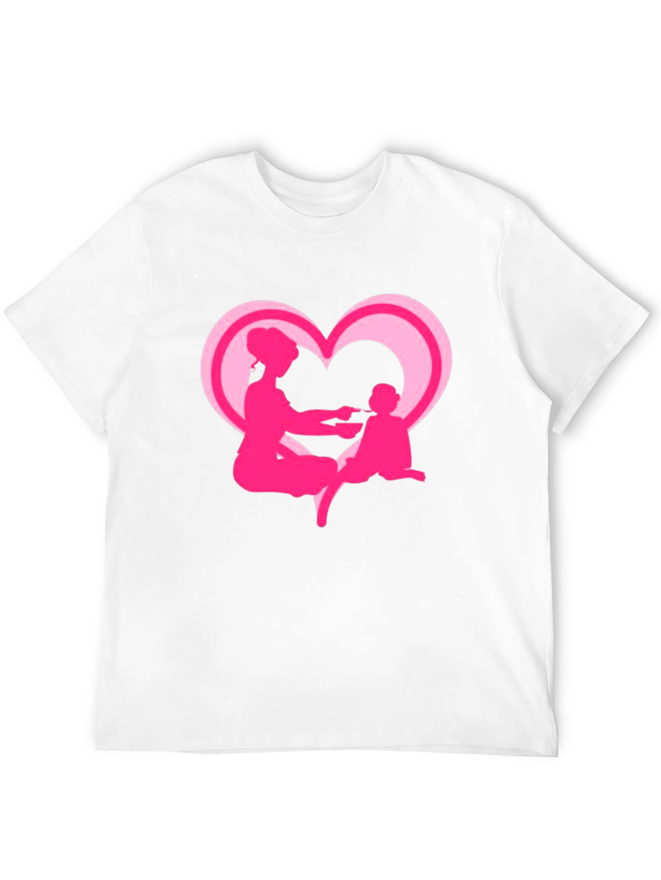 Mom and Baby Pink Heart Graphic Tee