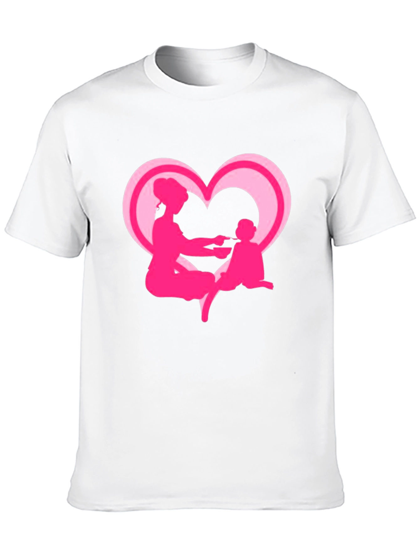 Mom and Baby Pink Heart Graphic Tee