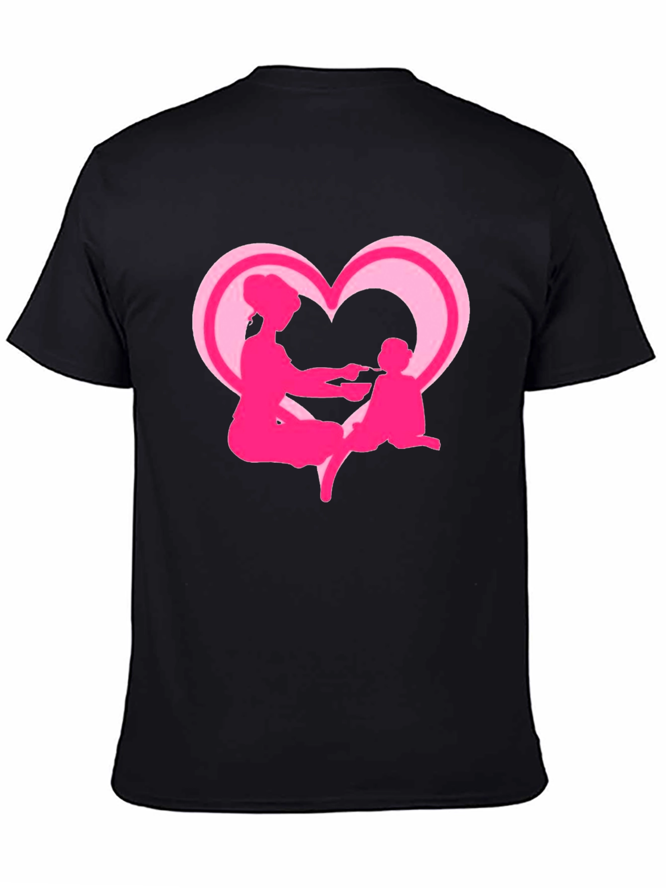 Mom and Baby Pink Heart Graphic Tee