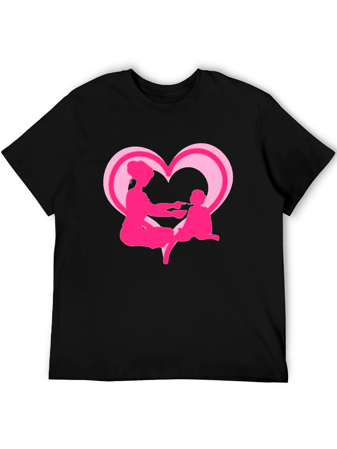 Mom and Baby Pink Heart Graphic Tee