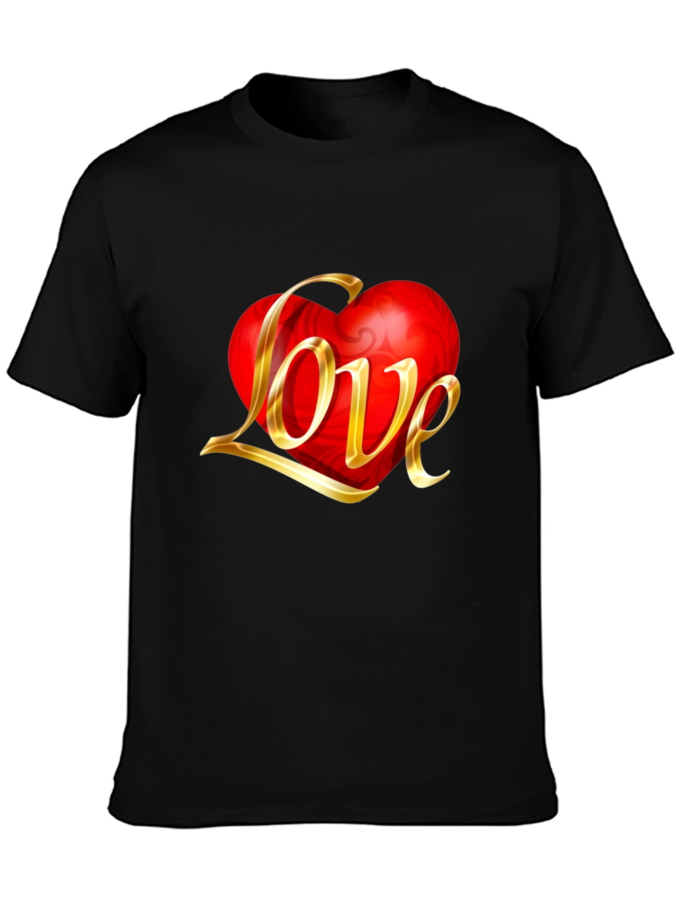 Love Heart Graphic Black T-Shirt
