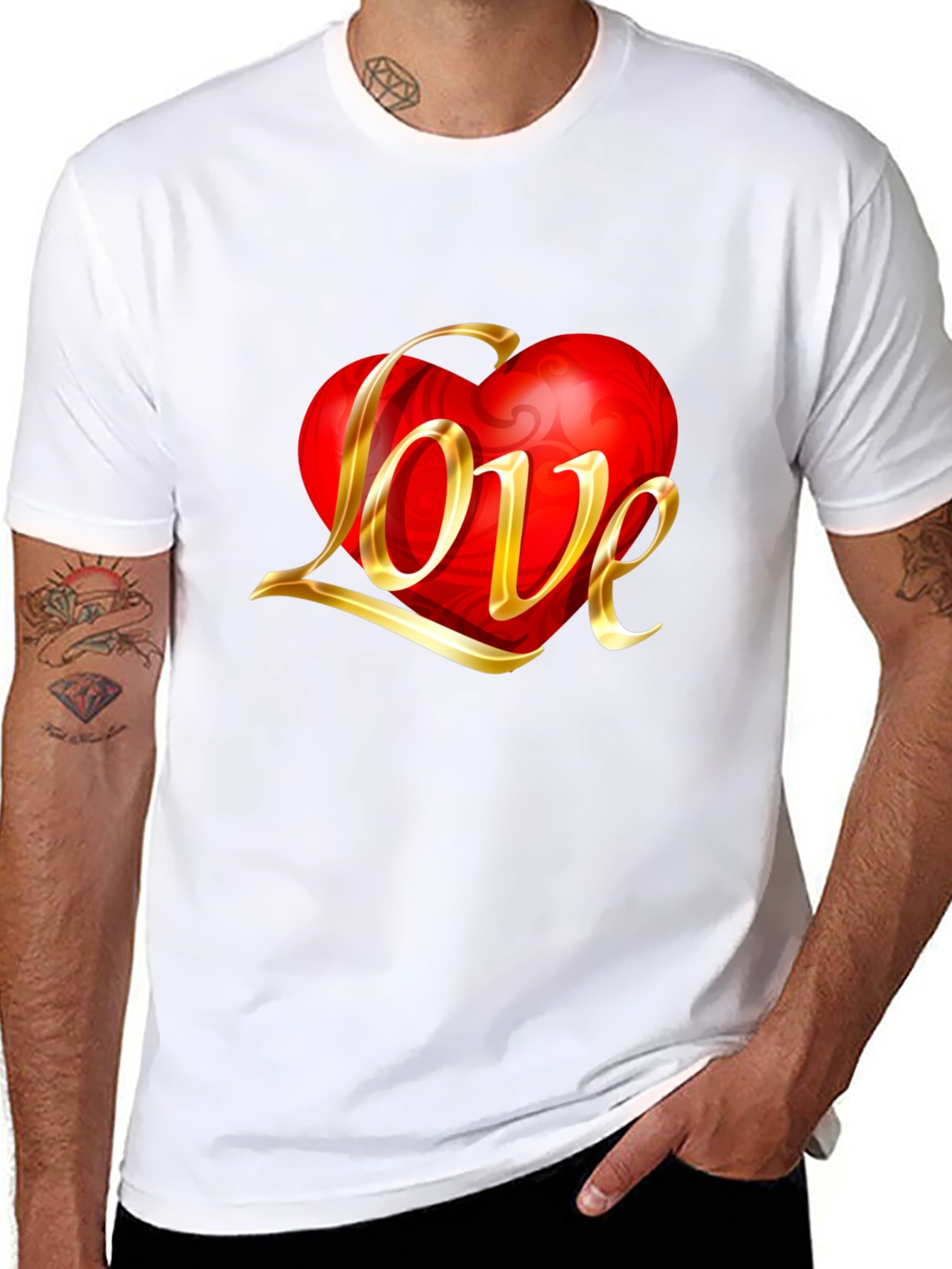 Love Heart Graphic Black T-Shirt
