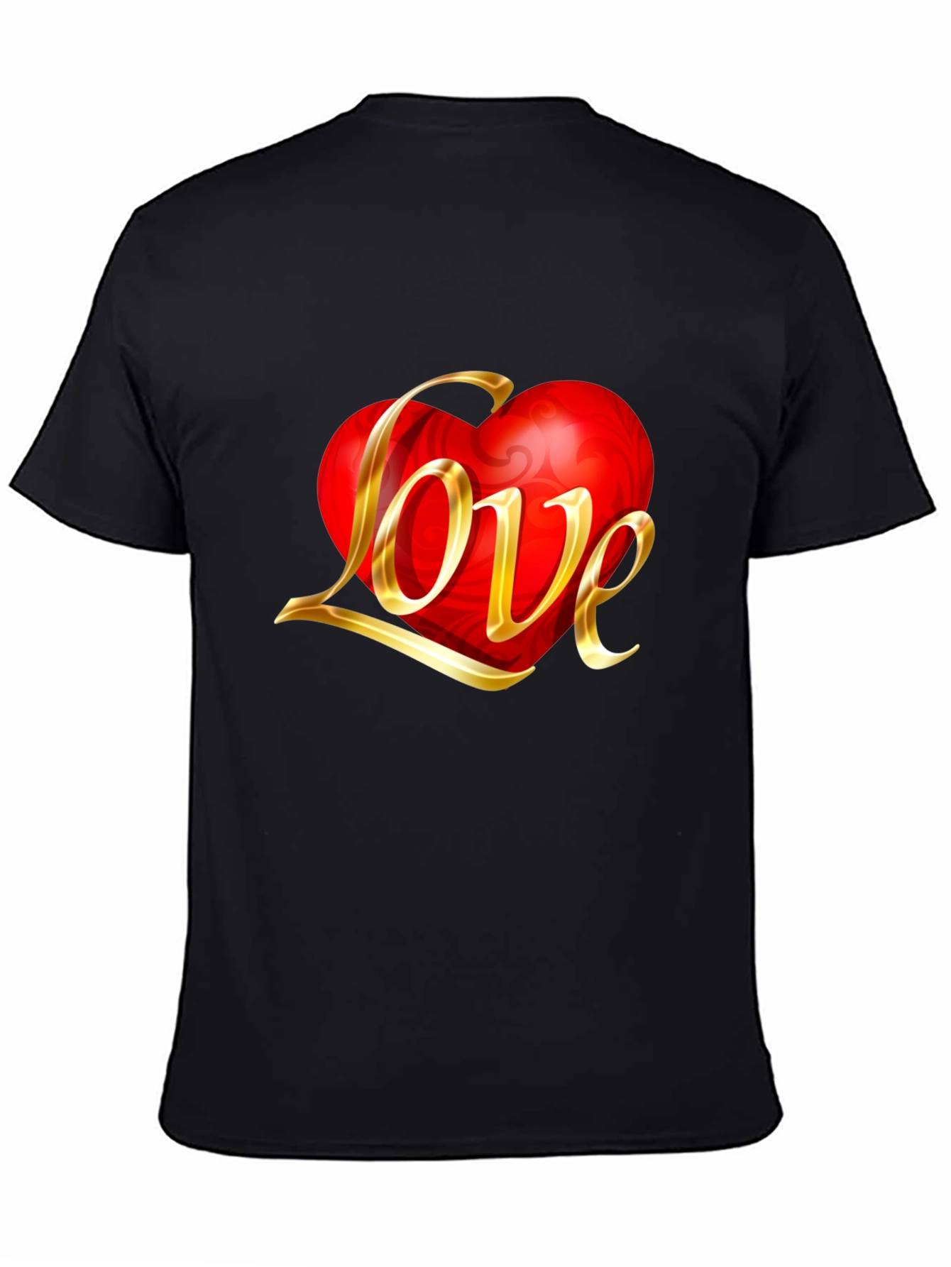 Love Heart Graphic Black T-Shirt