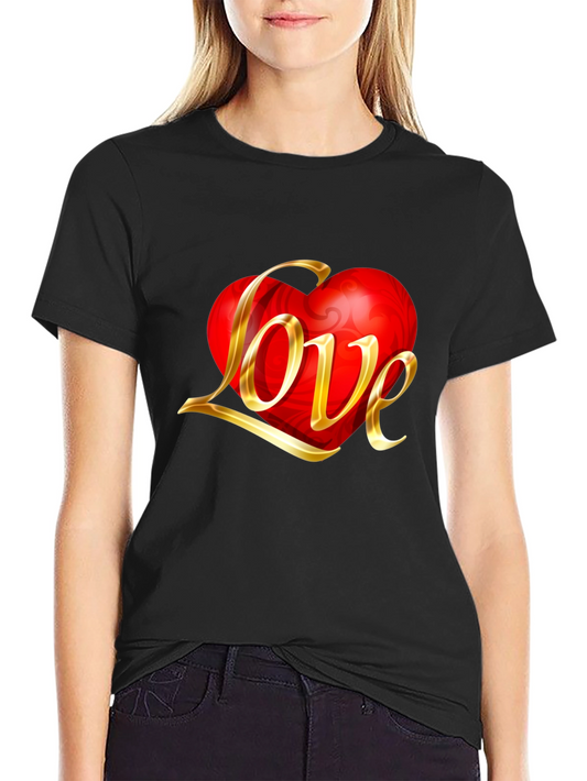 Love Heart Graphic Black T-Shirt