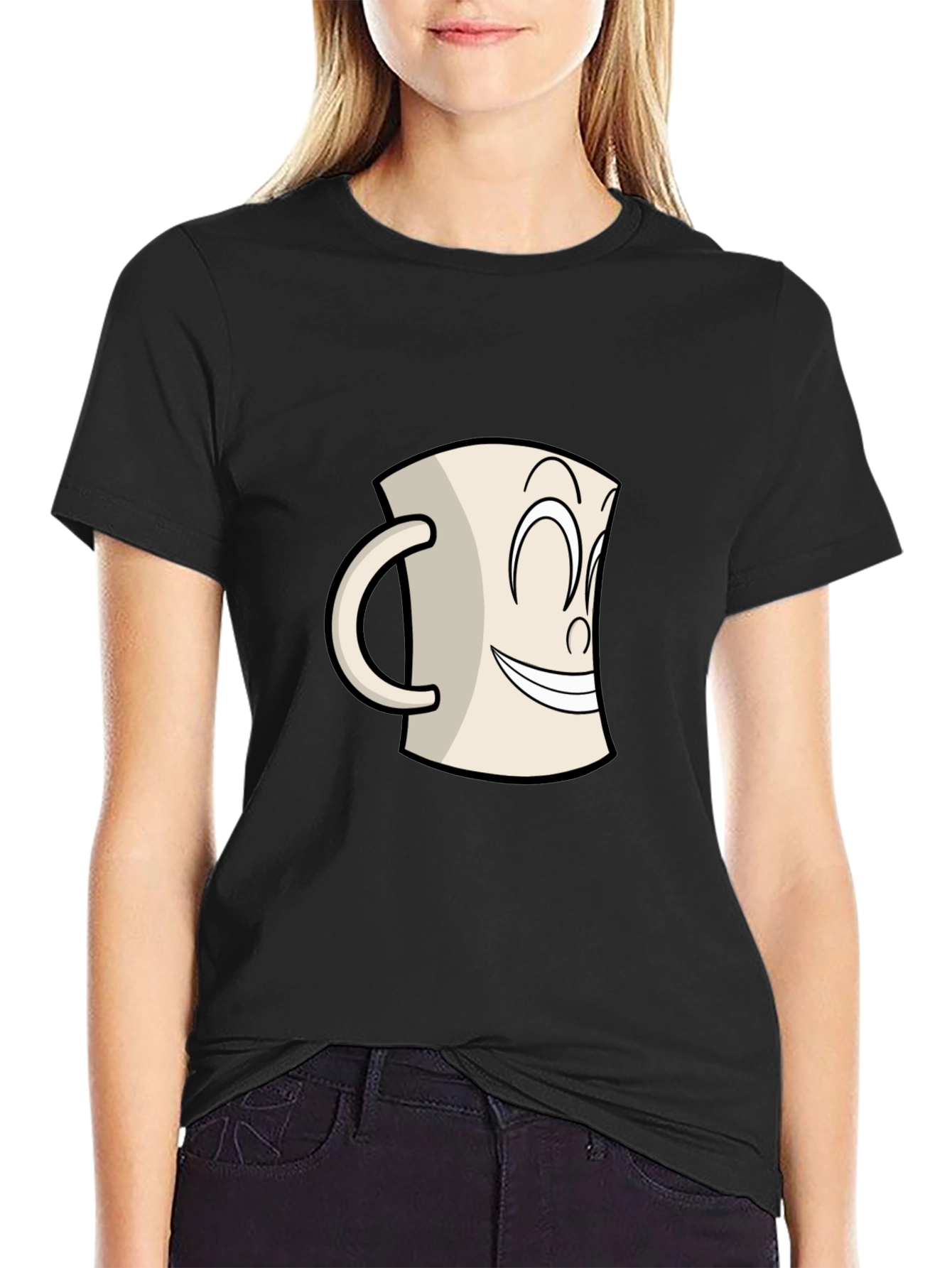 Smiling Mug Graphic Tee - Classic Cartoon Style