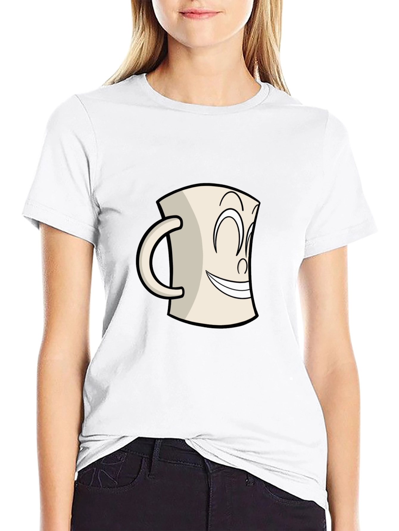 Smiling Mug Graphic Tee - Classic Cartoon Style
