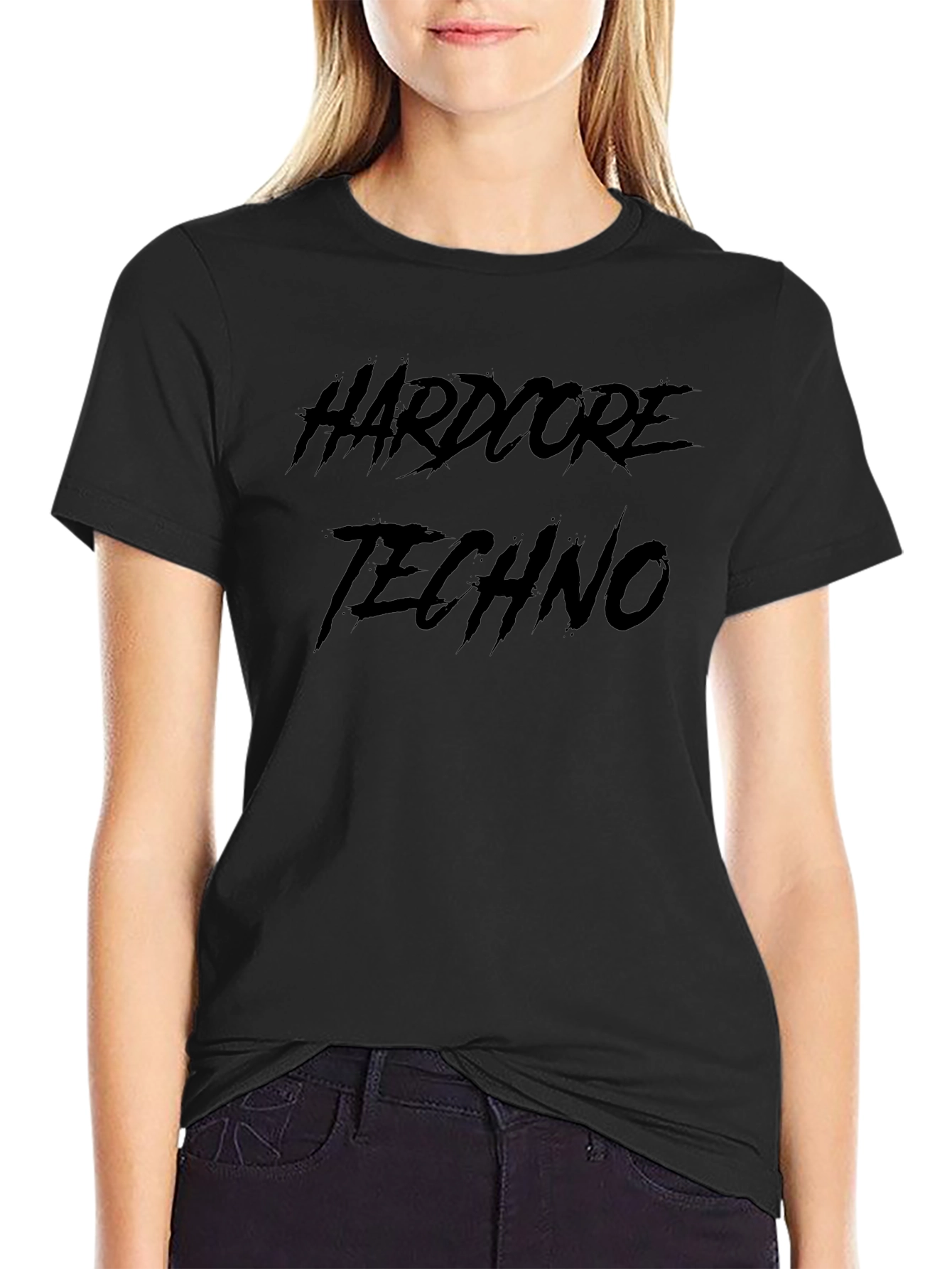 Hardcore Techno Graphic Print Black T-Shirt