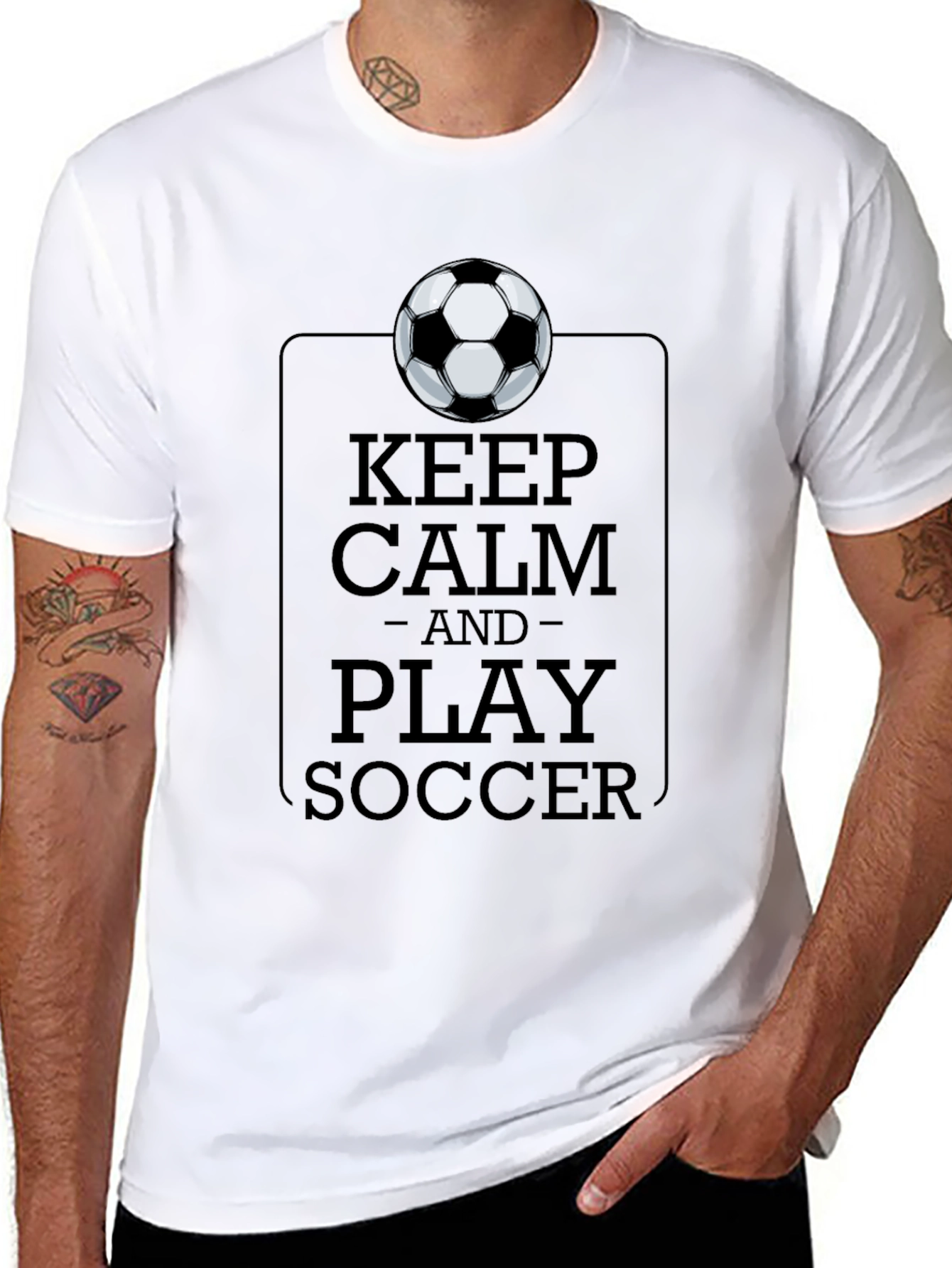 Keep Calm and Play Soccer Black T-Shirt