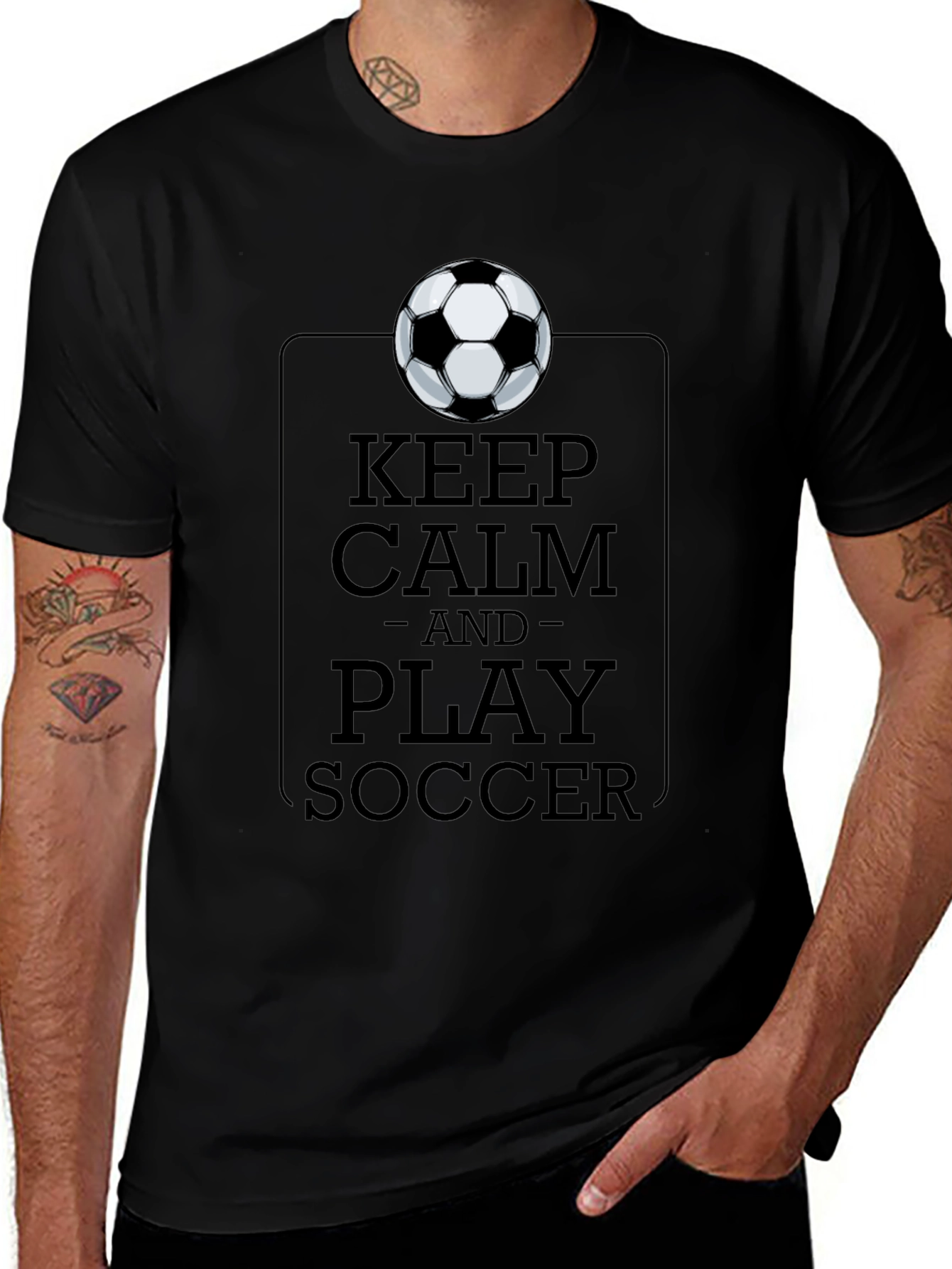 Keep Calm and Play Soccer Black T-Shirt