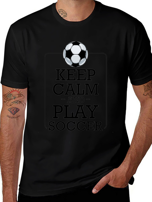 Keep Calm and Play Soccer Black T-Shirt
