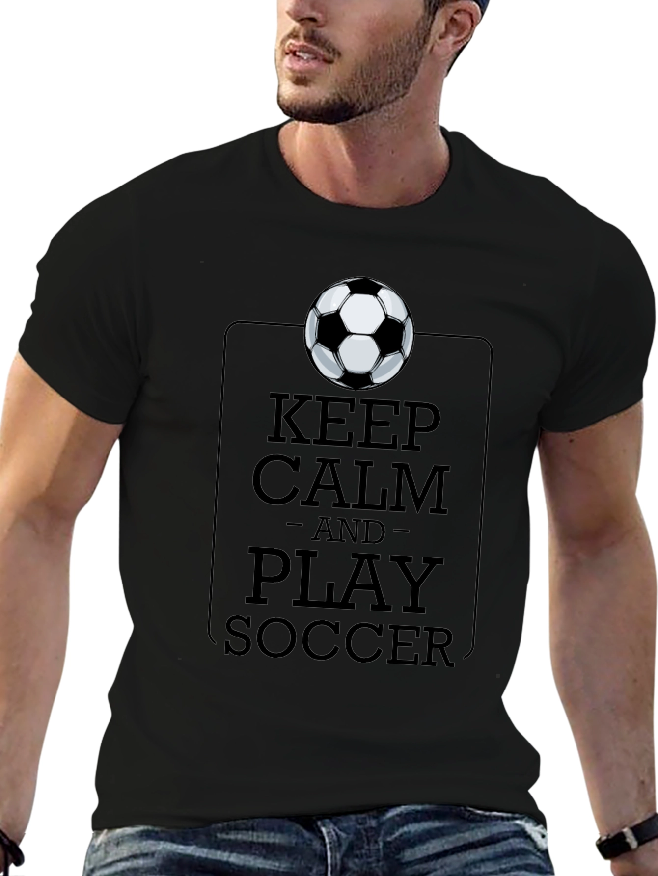 Keep Calm and Play Soccer Black T-Shirt