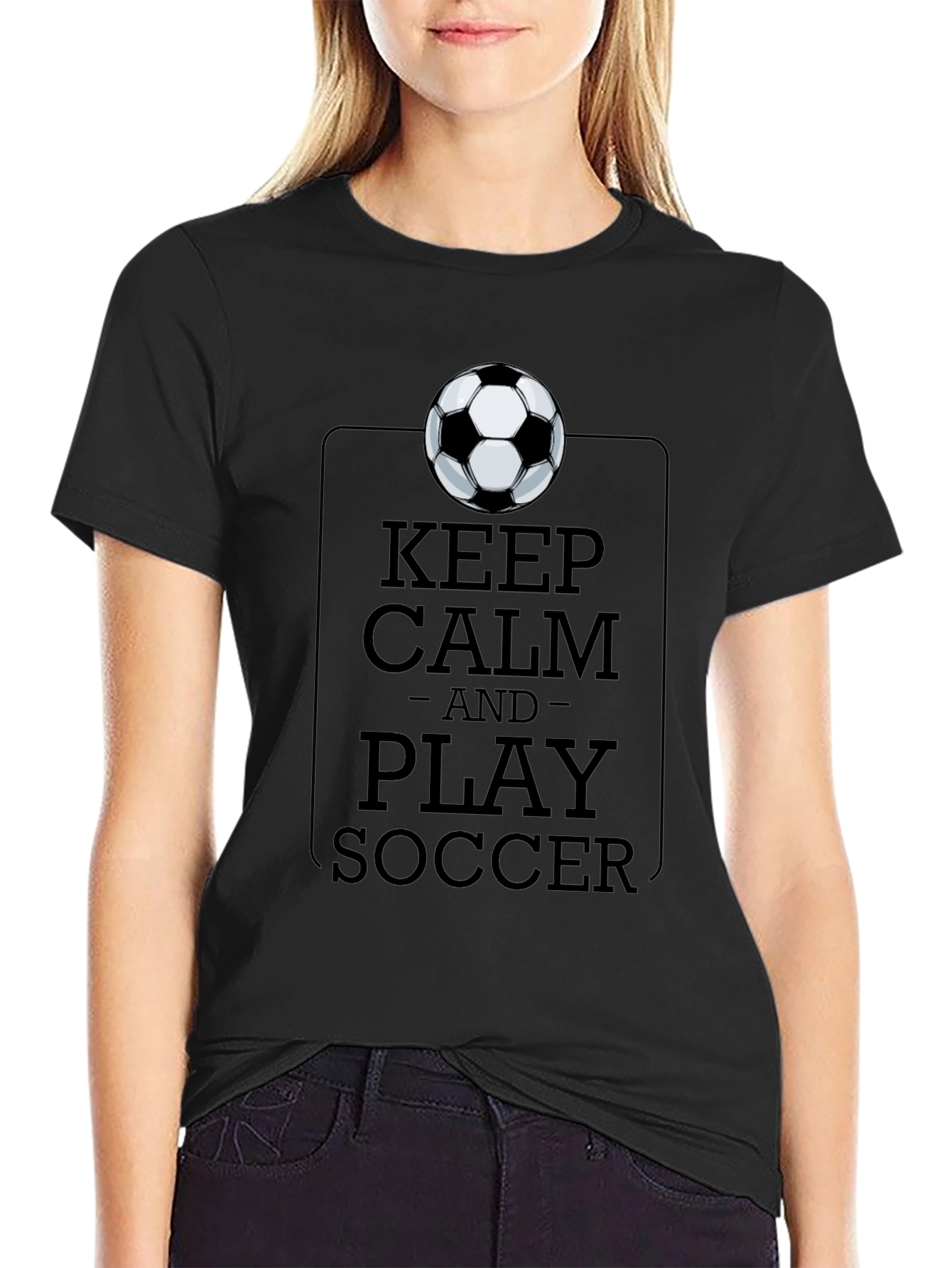 Keep Calm and Play Soccer Black T-Shirt